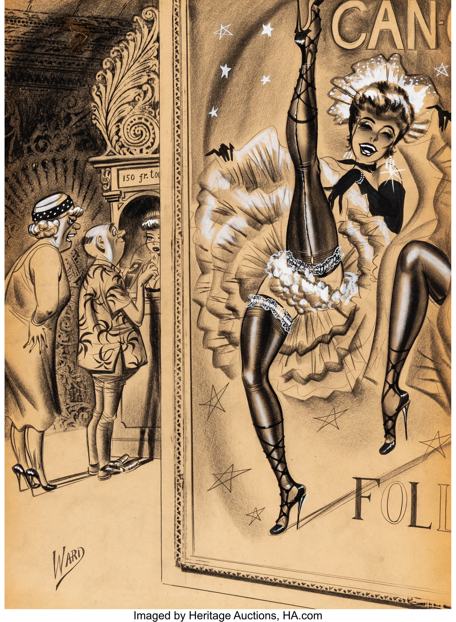 Bill Ward (American, 1919-1998) How Come Every T: Bill Ward (American, 1919-1998) How Come Every Time We Set Out for the Eiffel Tower, Fun House digest magazine cartoon, September 1966 Charcoal, pencil, and gou