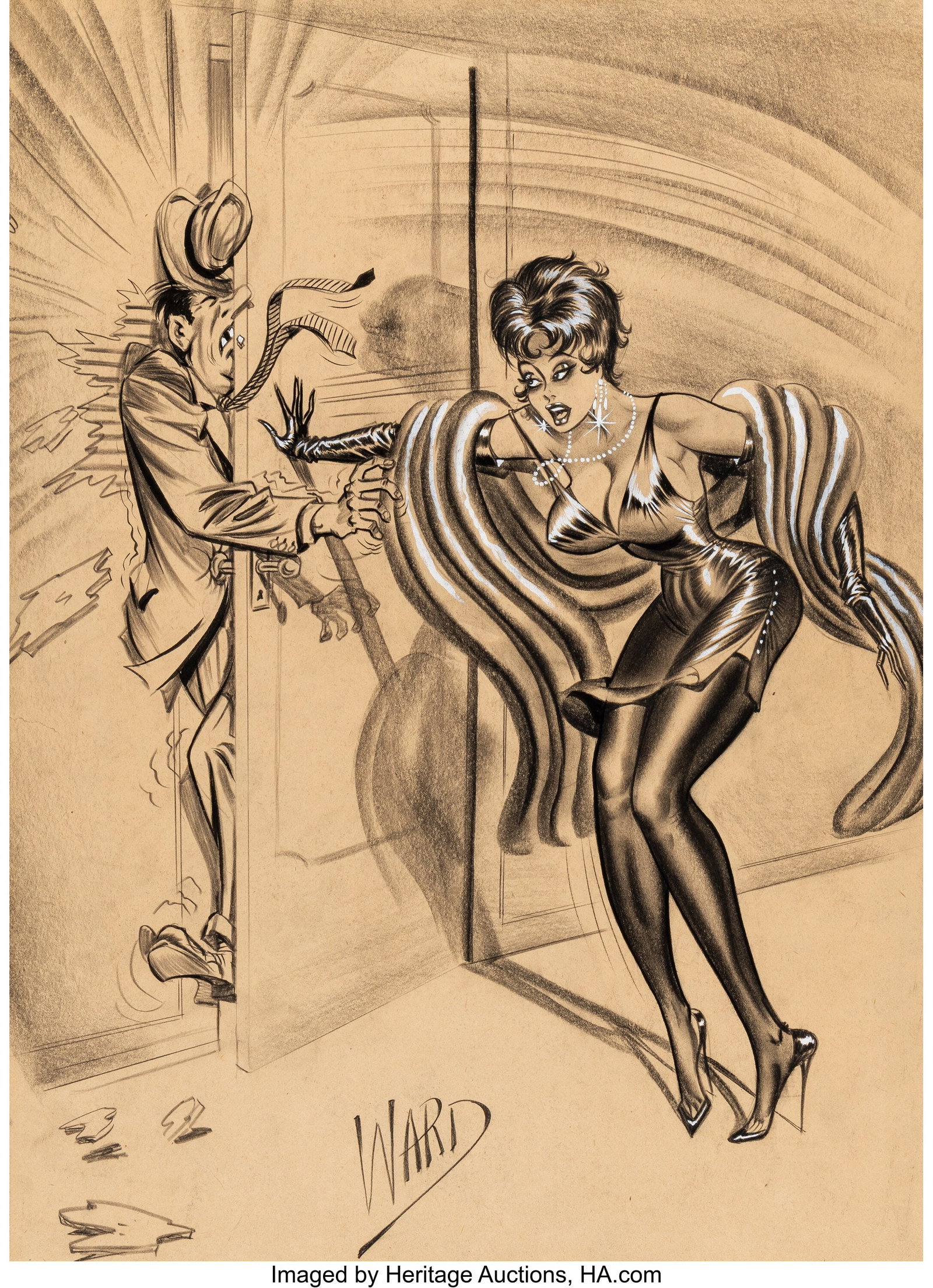 Bill Ward (American, 1919-1998) It's Just Too Ba: Bill Ward (American, 1919-1998) It's Just Too Bad..Humorama cartoon Charcoal on paper 22-1/2 x 15-3/4 inches (57.1 x 40.0 cm) (image&