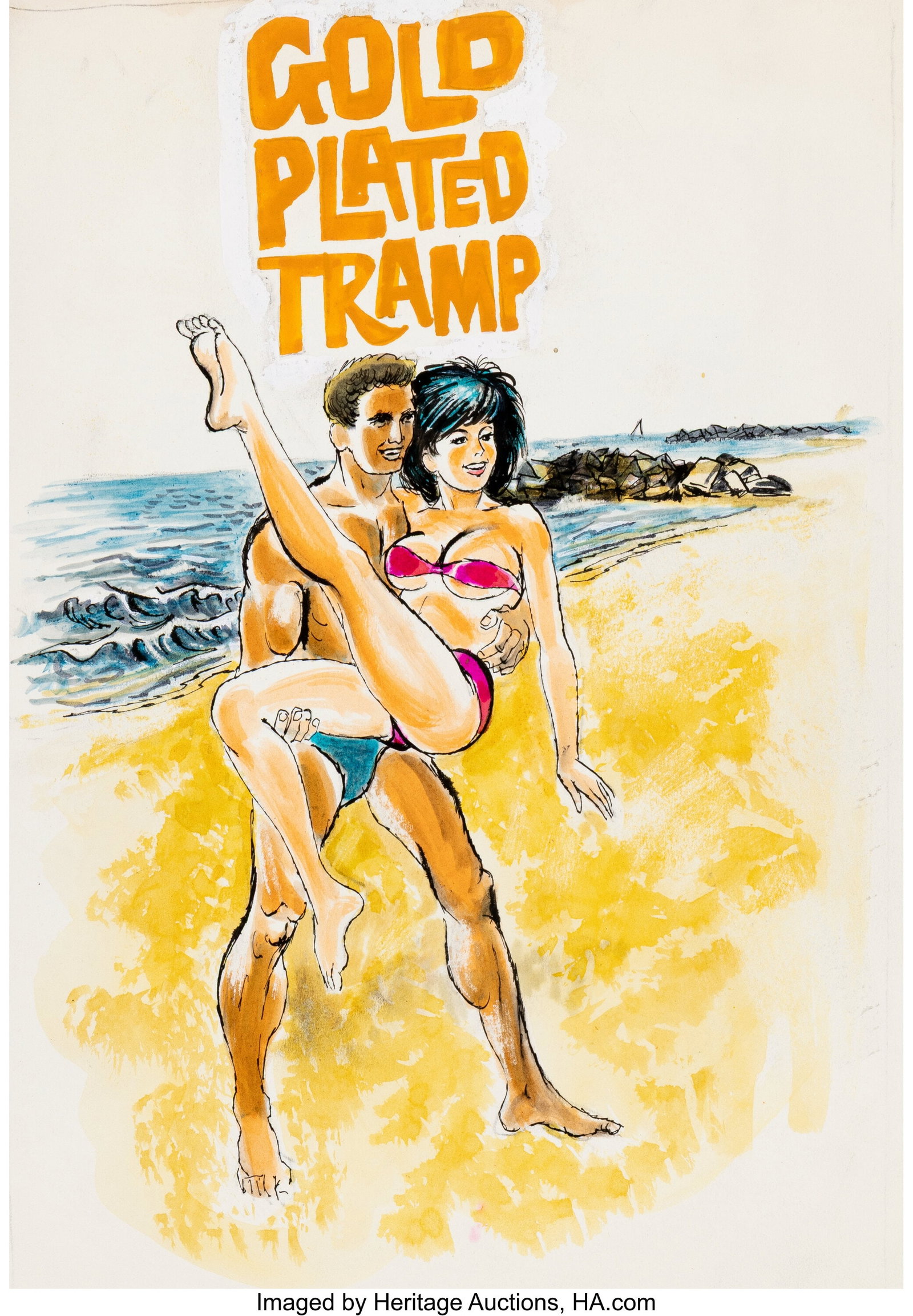 Oscar Liebman (American, 1919-2002) Gold Plated : Oscar Liebman (American, 1919-2002) Gold Plated Tramp paperback cover, 1964 Watercolor and ink on paper 14 x 11-3/4 inches (35.6 x 29.8 cm) (shee