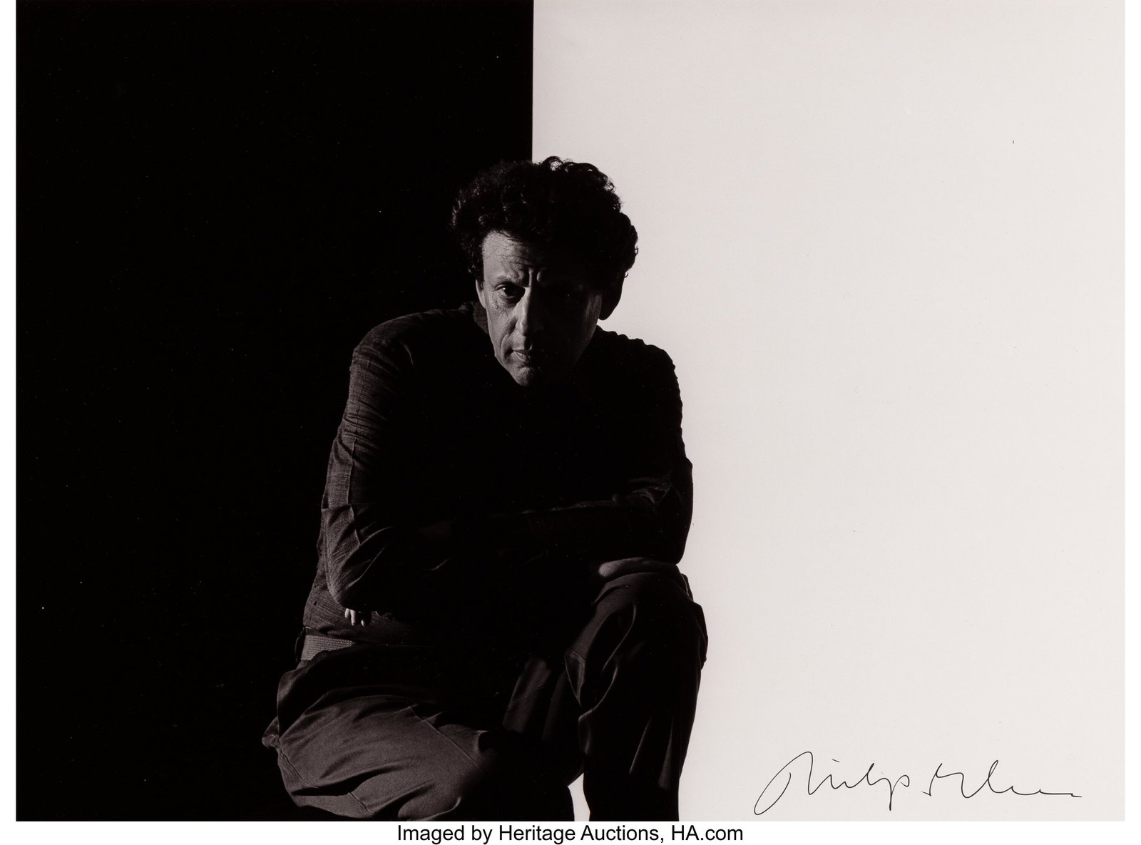 Tom Caravaglia (American, 1928-2014) Philip Glas: Tom Caravaglia (American, 1928-2014) Philip Glass, 1985 Gelatin silver print 16 x 20 inches (40.6 x 50.8 cm) (image/sheet) Signed in ink by 