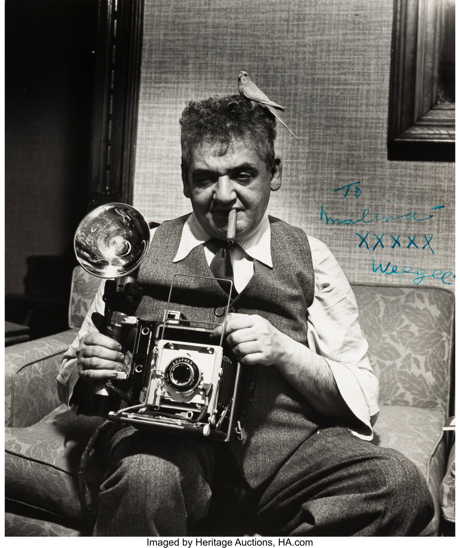 Weegee (American, 1899-1968) Self-Portrait, circ: Weegee (American, 1899-1968) Self-Portrait, circa 1940s Gelatin silver print, ferrotyped 8-3/4 x 7-1/2 inches (22.2 x 19.1 cm) (sight&r