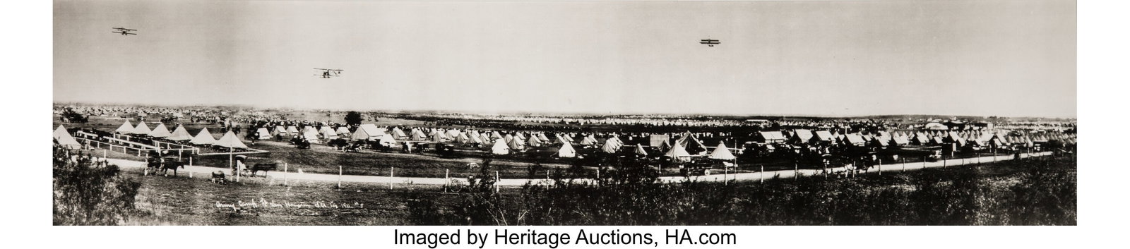 Eugene Omar Goldbeck (American, 1892-1986) Army : Eugene Omar Goldbeck (American, 1892-1986) Army Camp, Fort Sam Houston, San Antonio, Texas, 1911 Gelatin silver print, printed later 8-3/4 x 39-1/