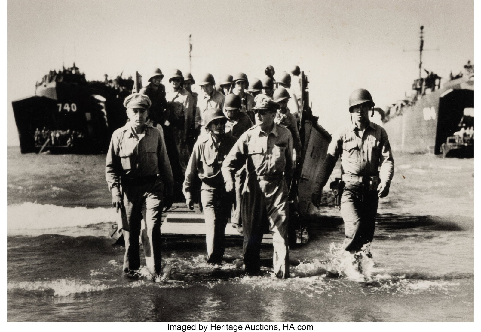 Carl Mydans (American, 1907-2007) General Dougla: Carl Mydans (American, 1907-2007) General Douglas MacArthur with Gen. Richard Sutherland and Col. Lloyd Lehrbas Landing in Luzon, Philippines, 1945 Gelatin si