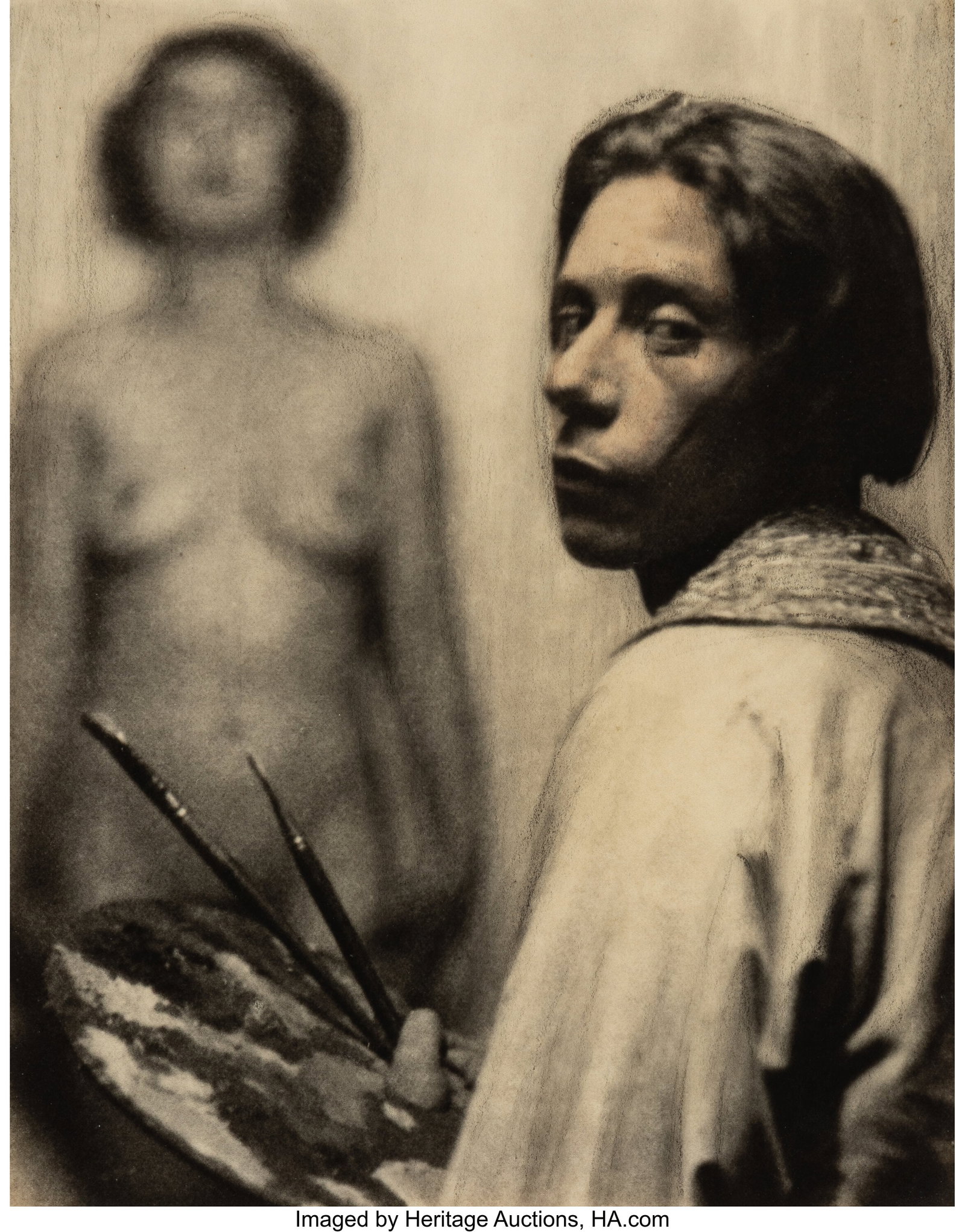 William Mortensen (American, 1897-1965) A Painte: William Mortensen (American, 1897-1965) A Painter, 1924 Hand painted gelatin silver print 8-3/4 x 7 inches (22.2 x 17.8 cm) (image) 9-1/