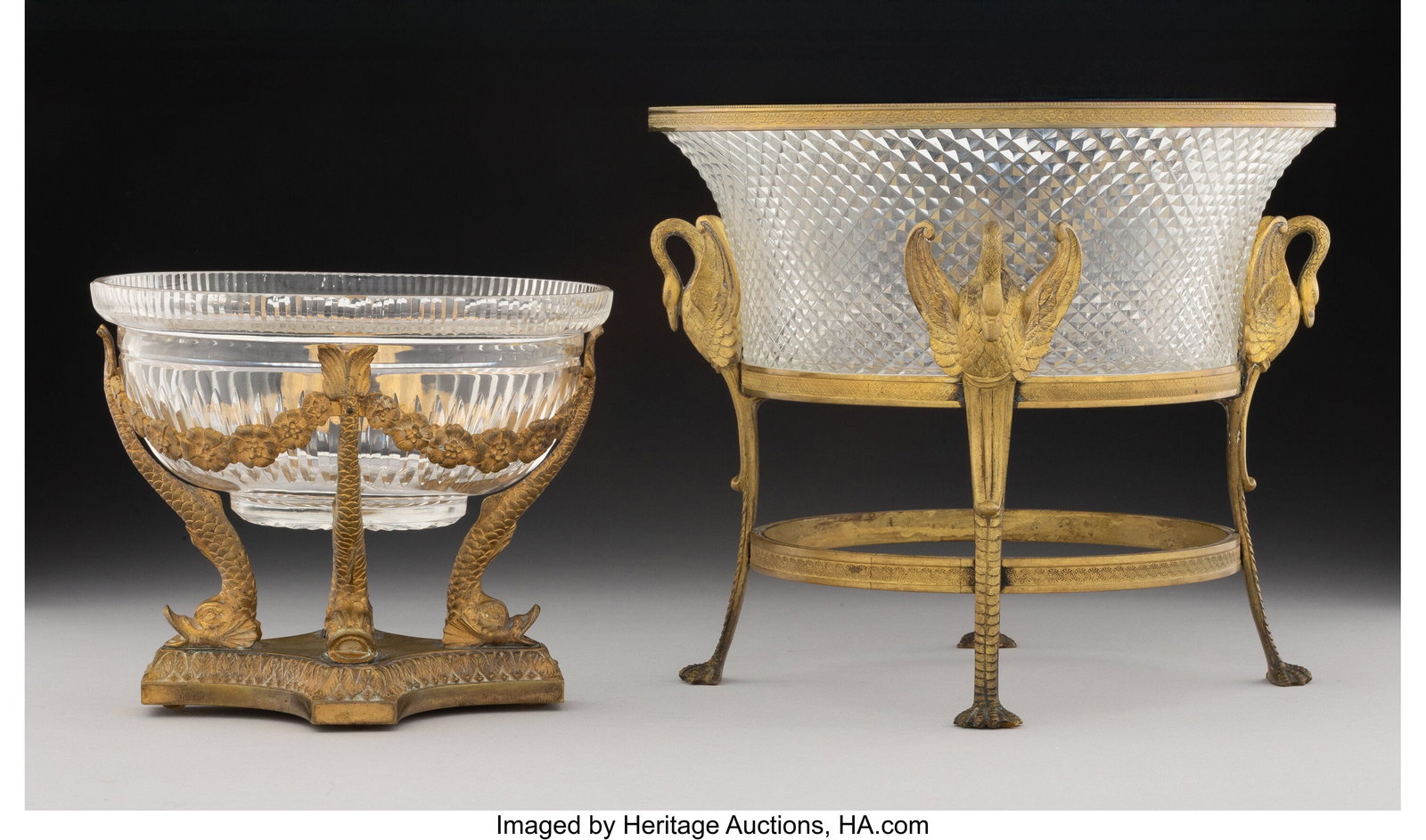 Two Continental Gilt Bronze-Mounted Cut-Glass Ta (1 of 3)