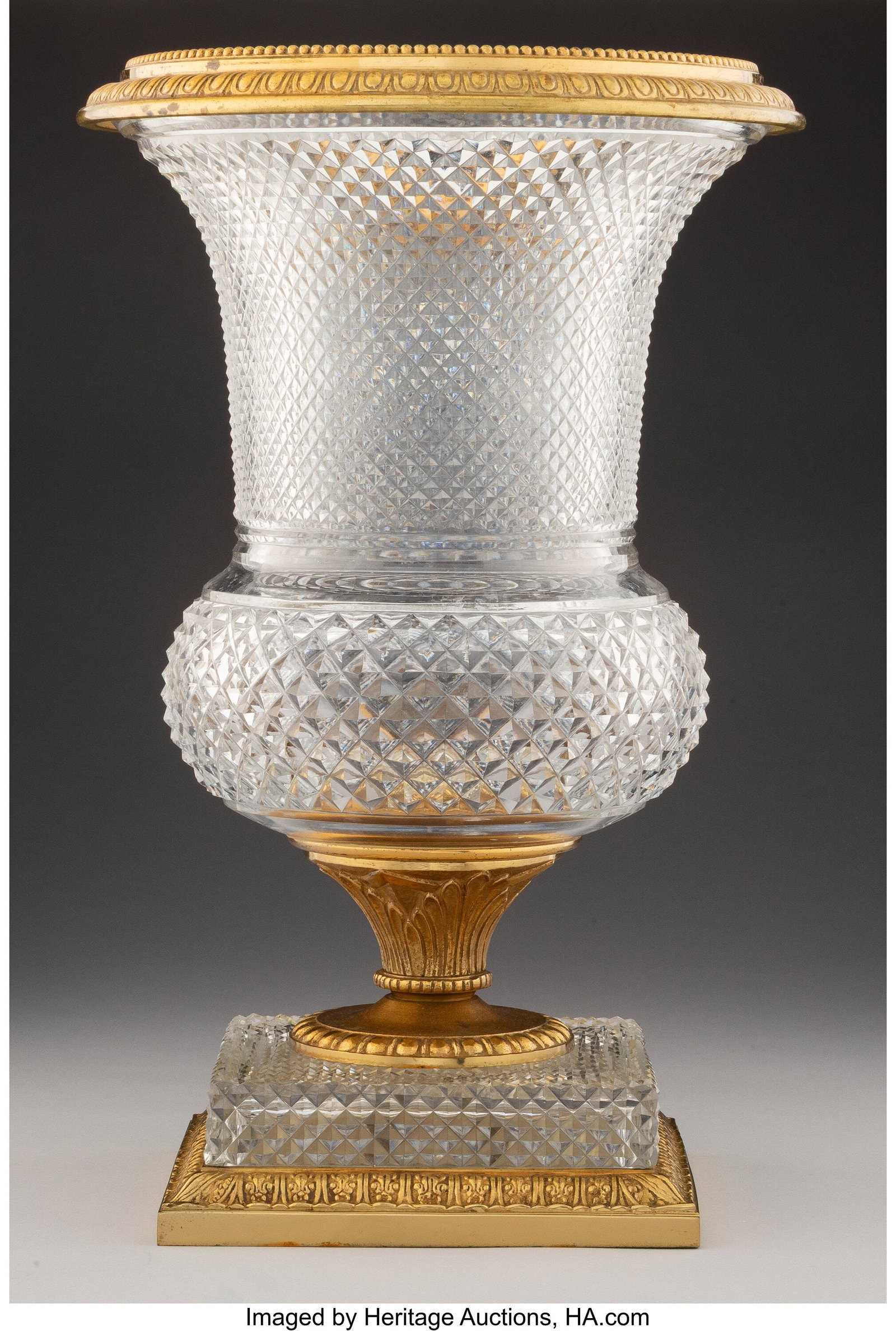 A Large Gilt Bronze-Mounted Cut-Glass Urn, 19th  (1 of 2)