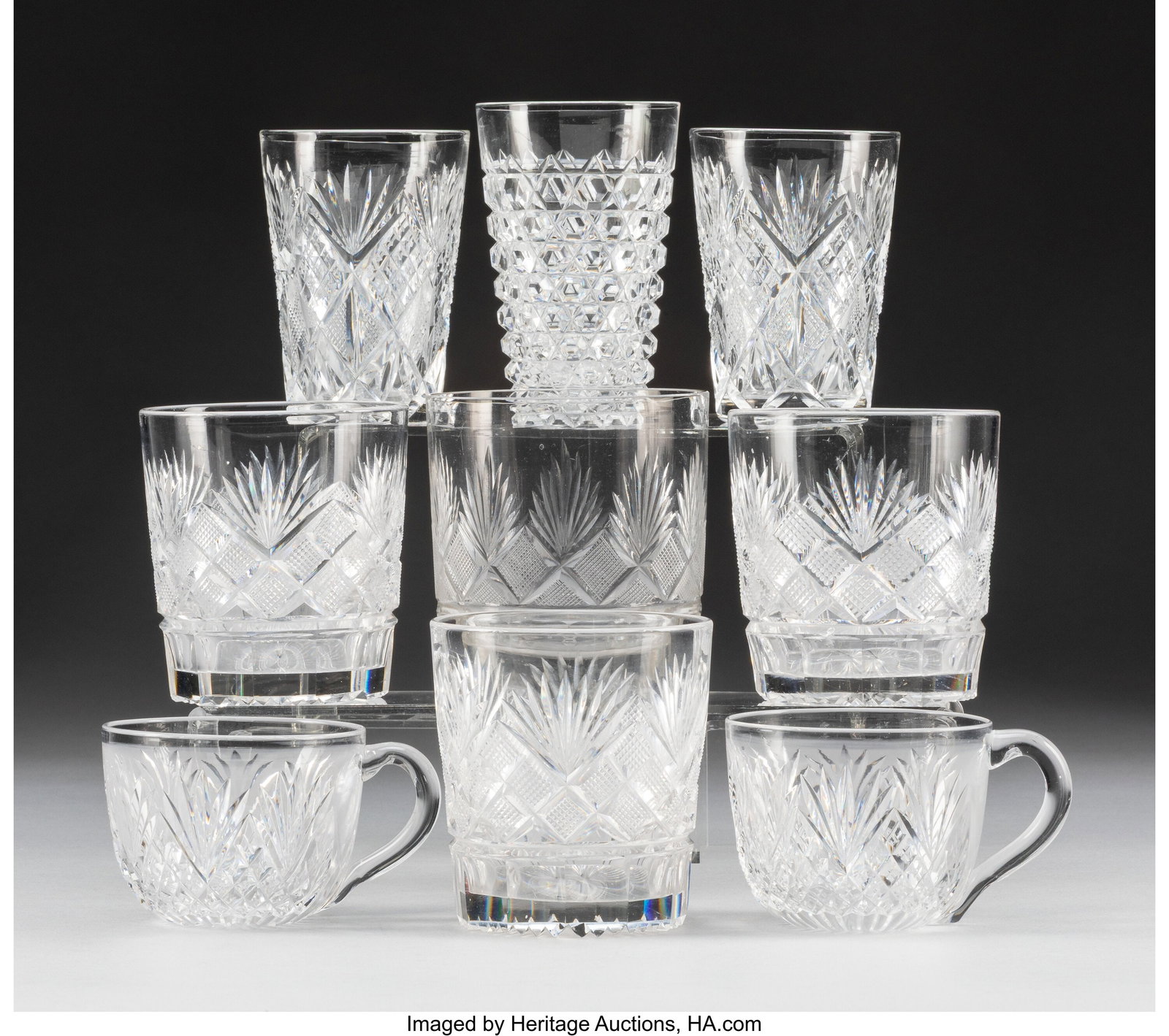 A Group of Nine Cut-Glass Cups, late 19th to ear (1 of 2)