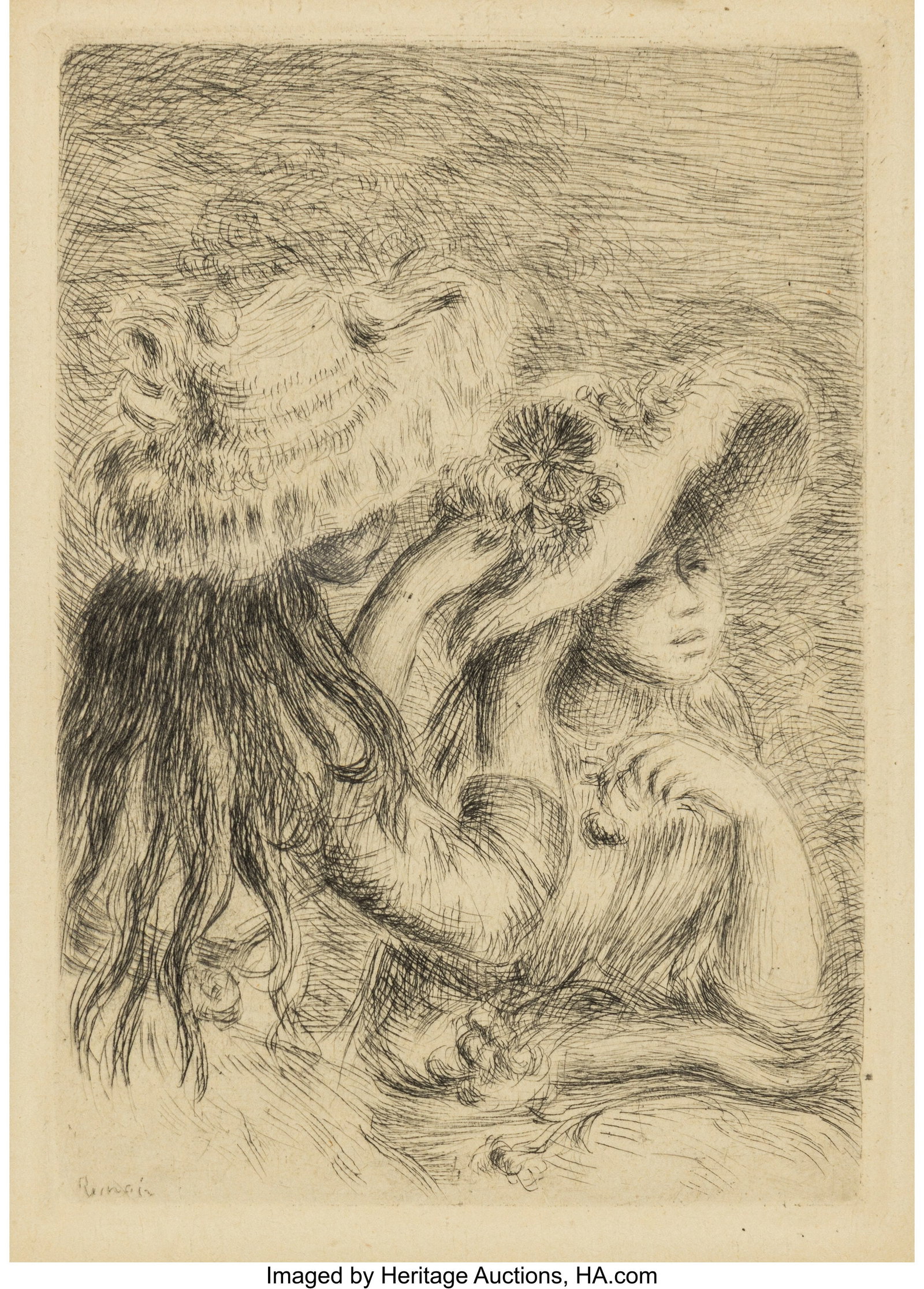 Pierre-Auguste Renoir (French, 1841-1919) Le cha (1 of 2)
