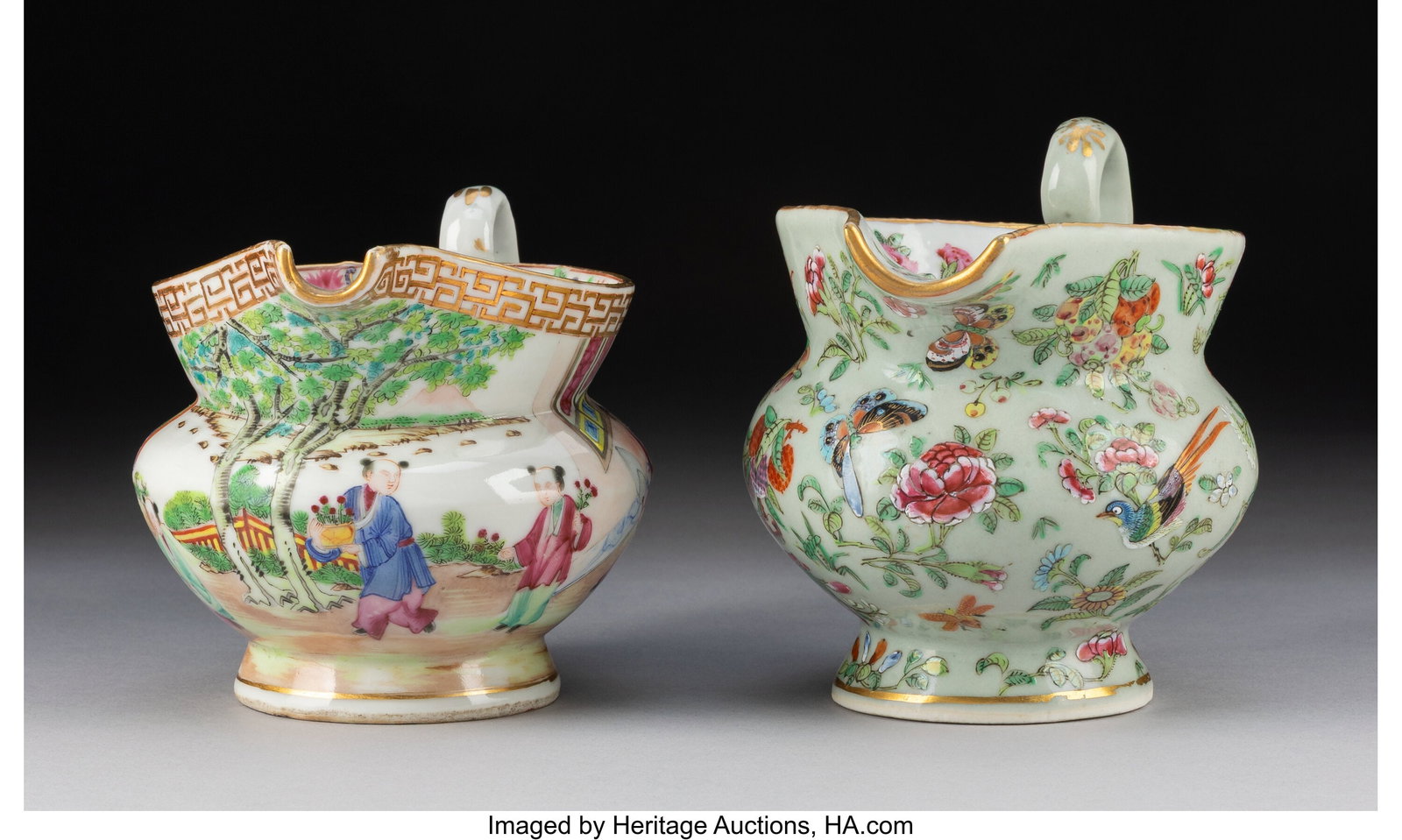 Two Chinese Export Famille Rose Cream Pitchers,  (1 of 5)
