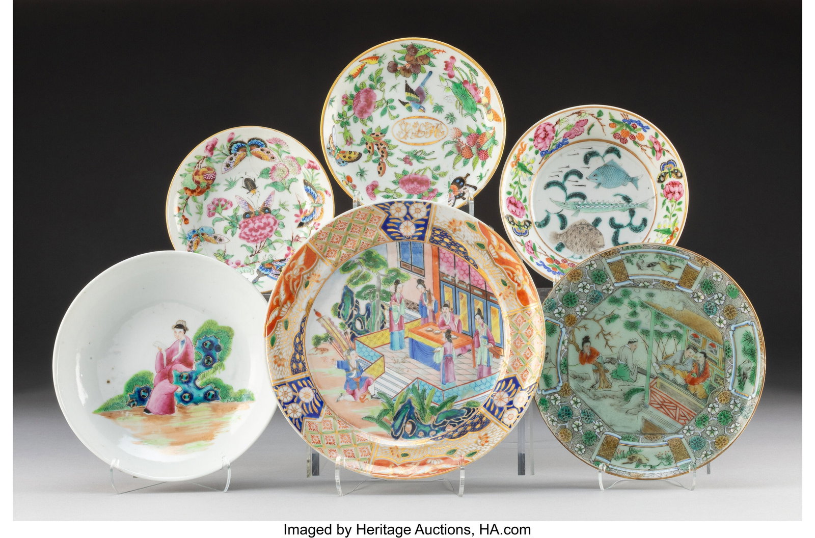 Six Chinese Export Famille Rose, Enameled, and P (1 of 2)