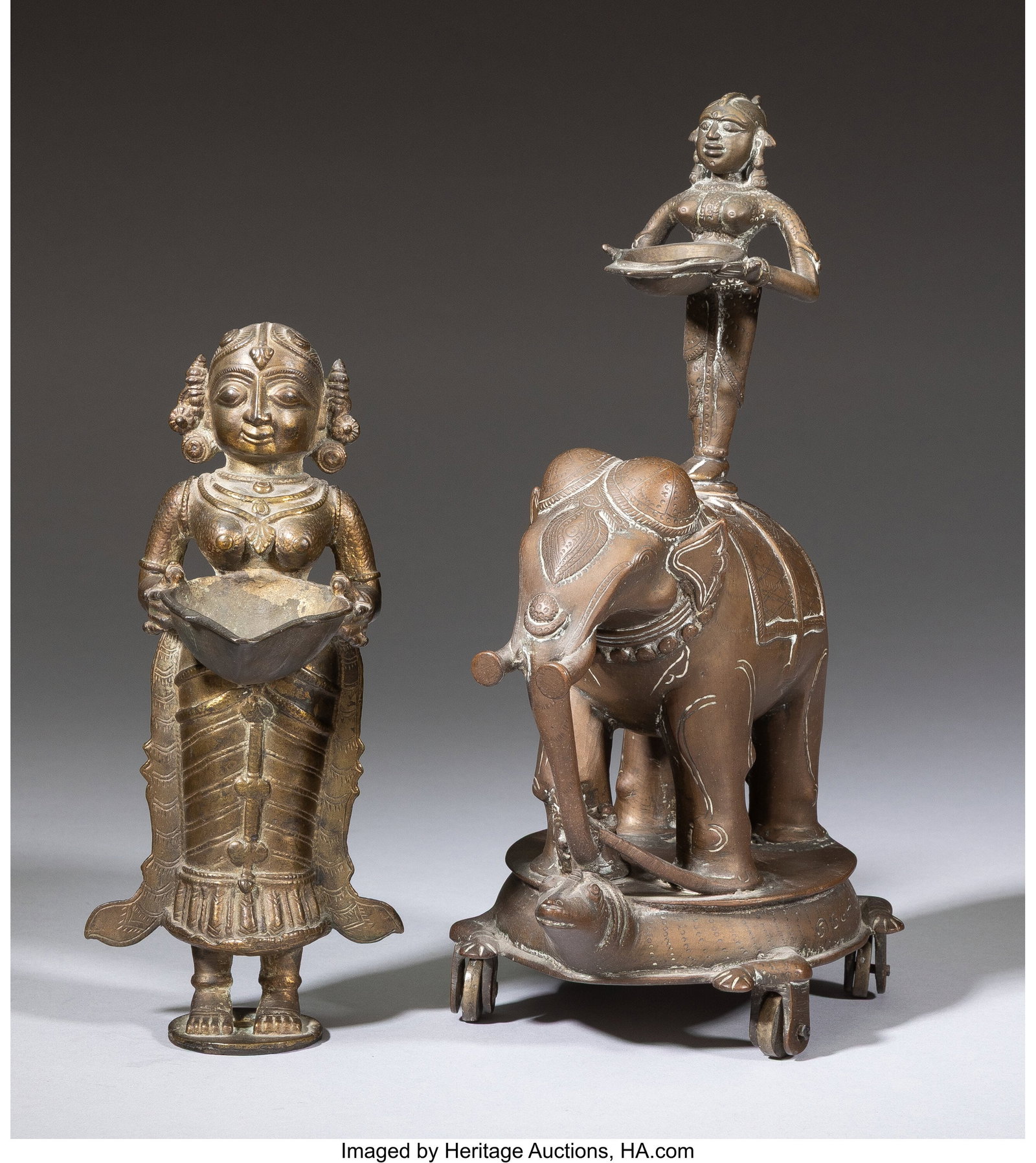 Two Indian Partial Gilt Bronze Figural Table Art (1 of 3)