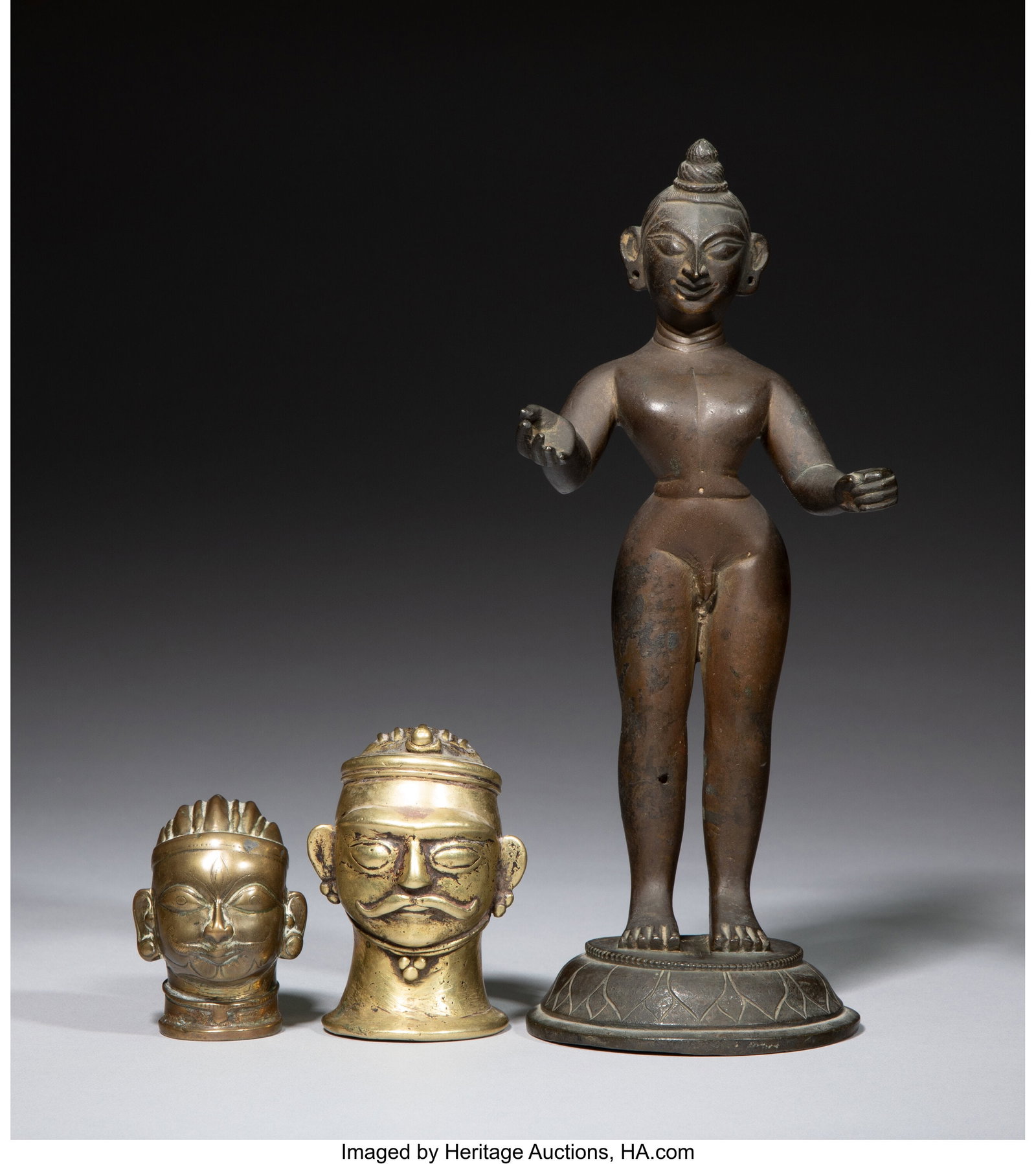 A Group of Three Indian Brass and Bronze Figural (1 of 2)