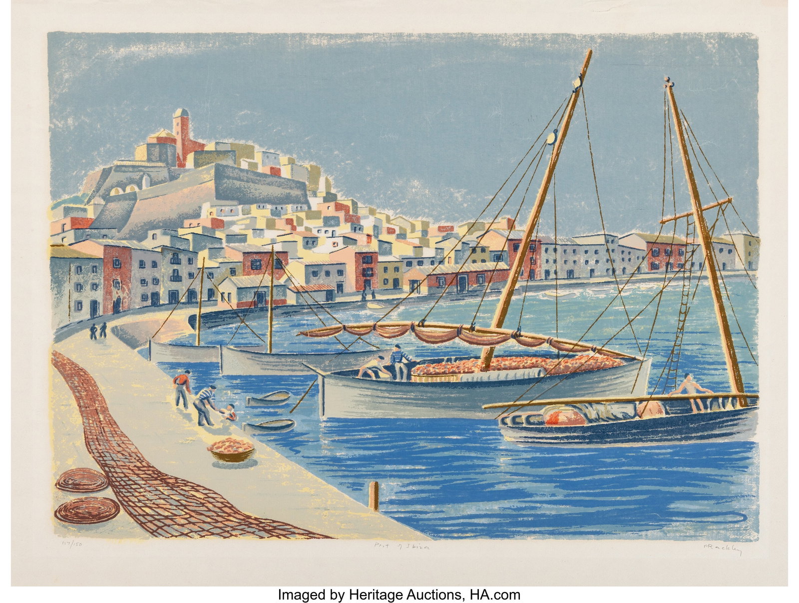 Mildred Rackley (American, 1906-1992) Port of Ib: Mildred Rackley (American, 1906-1992) Port of Ibiza, circa 1931-1935 Screenprint and colors on paper 14 x 19-1/2 inches (35.6 x 49.5 cm) (sheet&r