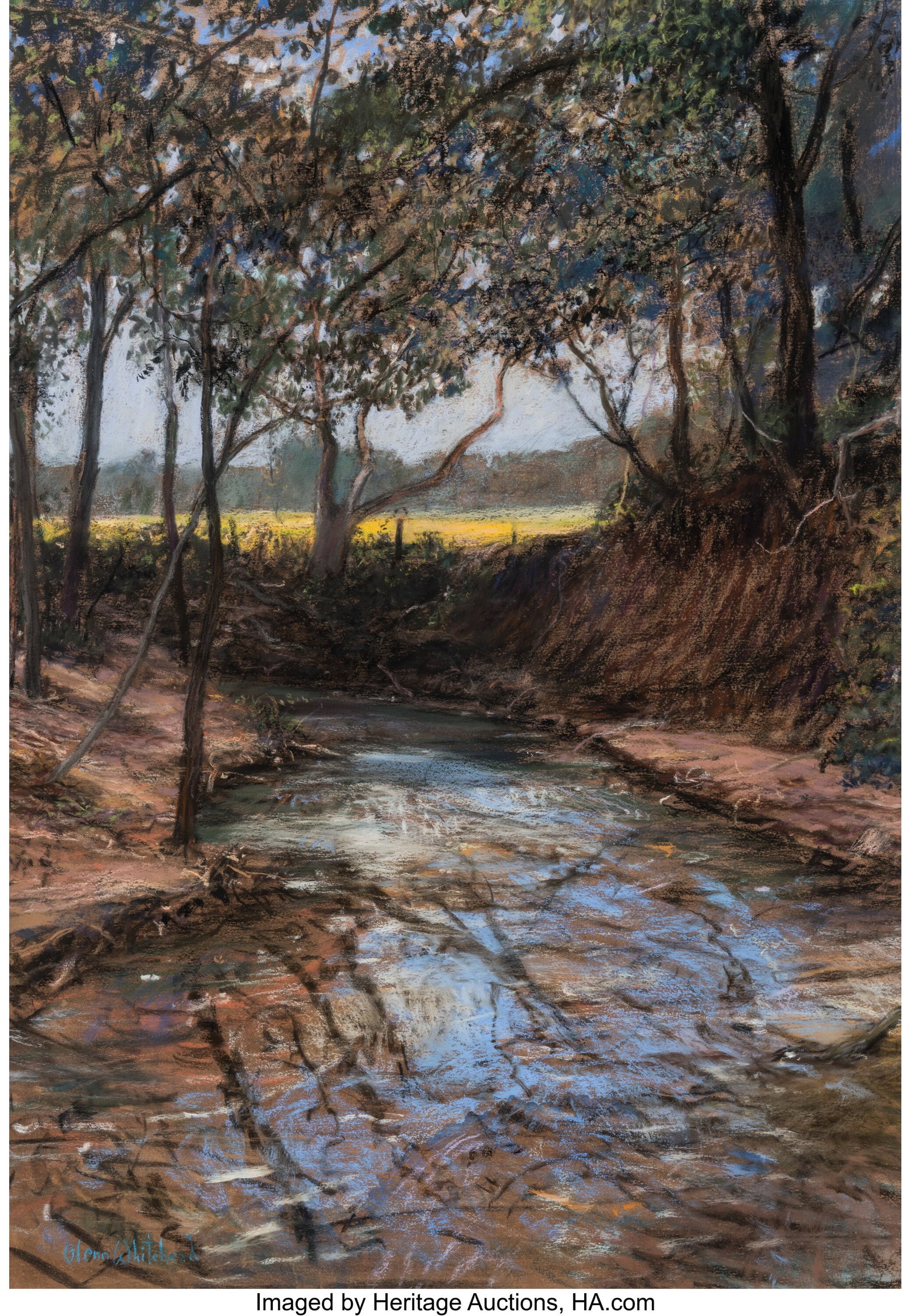 Glenn Whitehead (American, b. 1940) Creek with L: Glenn Whitehead (American, b. 1940) Creek with Limestone Ledge Pastel on paper 40 x 30 inches (101.6 x 76.2 cm) (sight) Signed lower left&colon