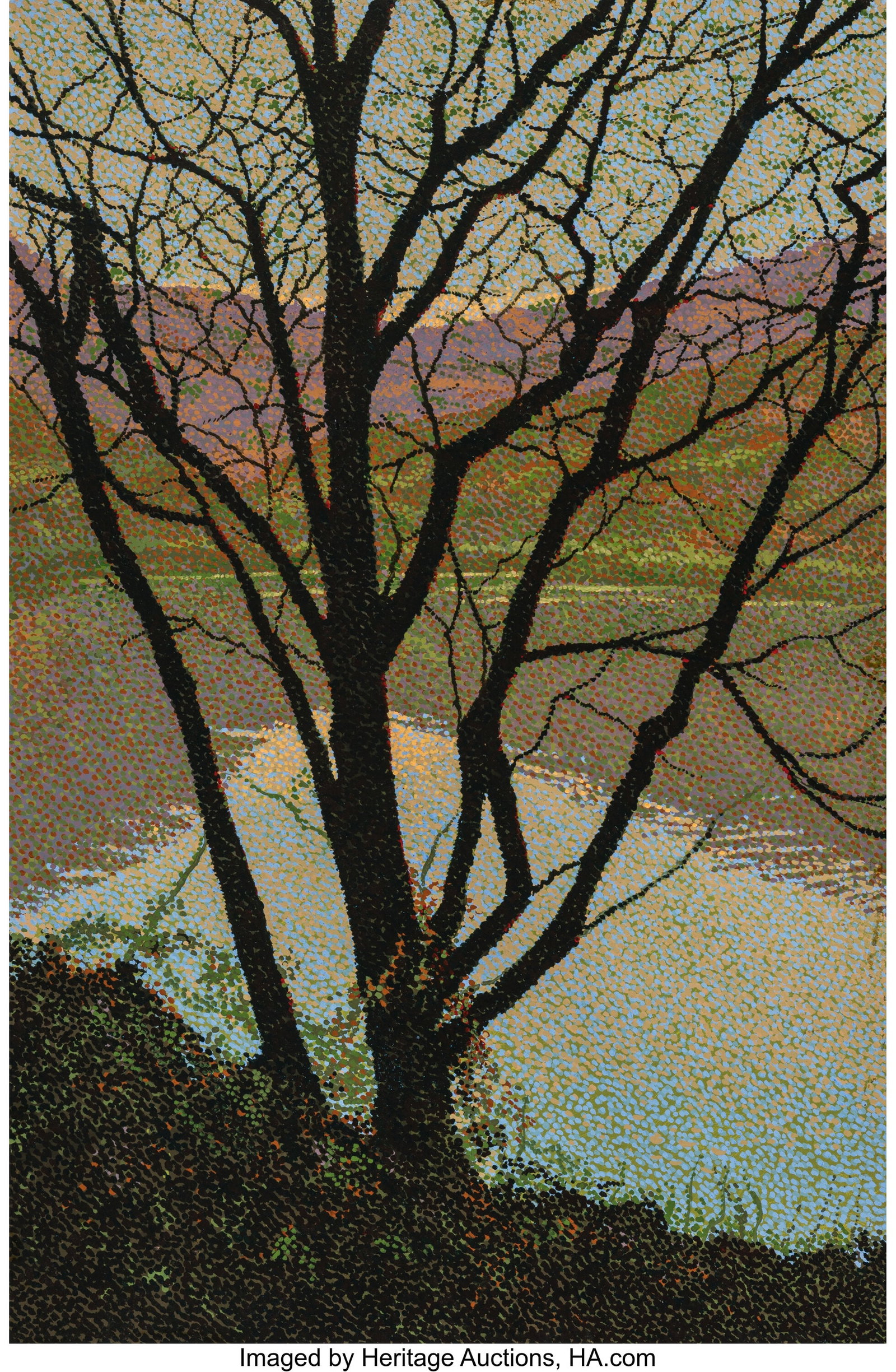 Joseph J. DiGiorgio (American, 1931-2000) Hudson: Joseph J. DiGiorgio (American, 1931-2000) Hudson River Locust #3, 1981 Oil on paper mounted on linen and Masonite 34-1/2 x 23 inches (87.6 x 58.