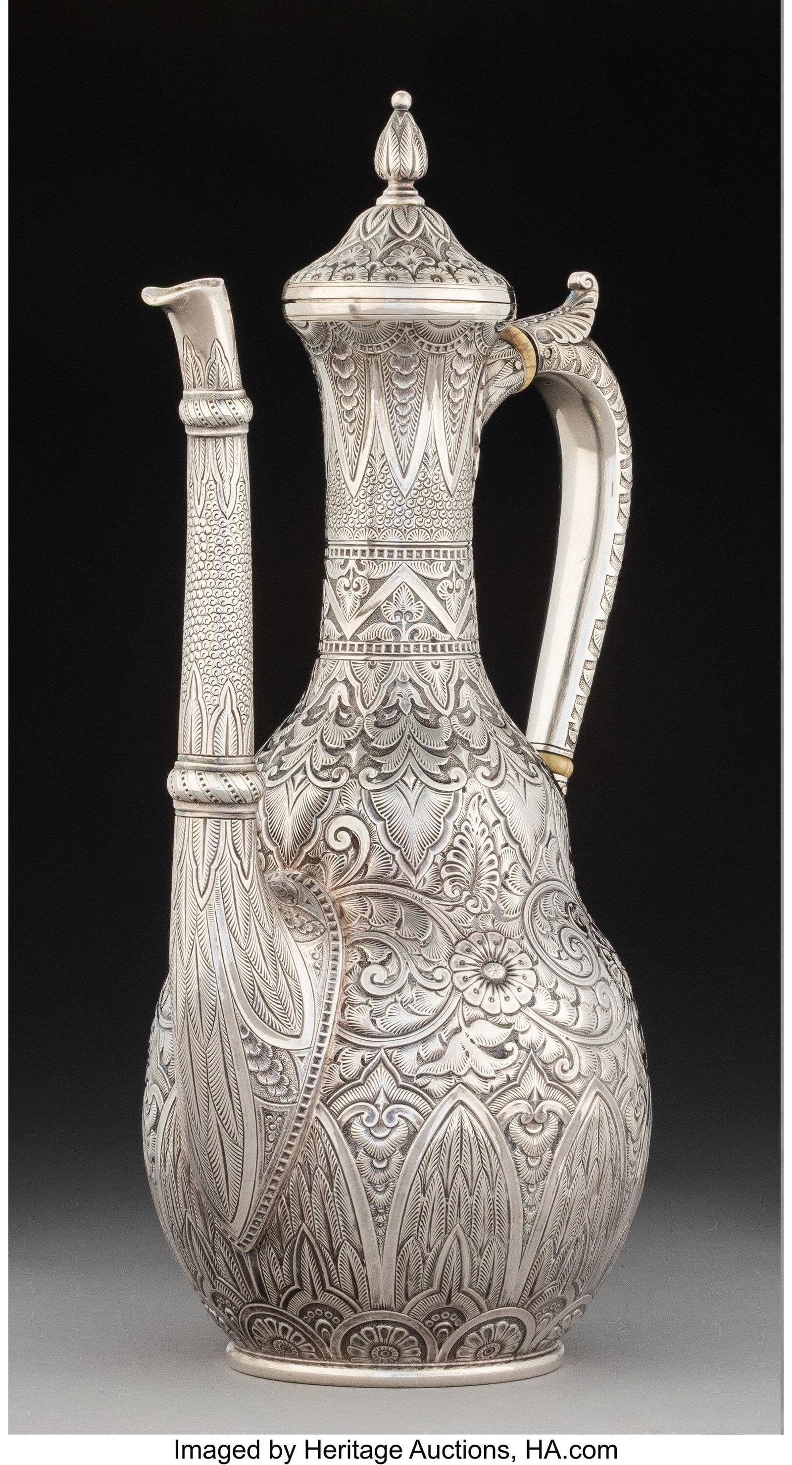 A Dominick & Haff Silver Turkish Coffee Pot, New: A Dominick & Haff Silver Turkish Coffee Pot, New York, 1881 Marks: (925-lozenge-circle-diamond, 1881), STERLING, 174, BAILEY, BANKS & 