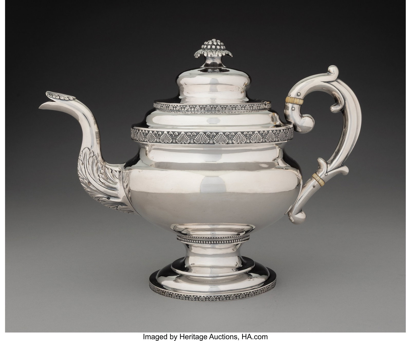 A Frederick Marquand Coin Silver Teapot, New Yor (1 of 6)