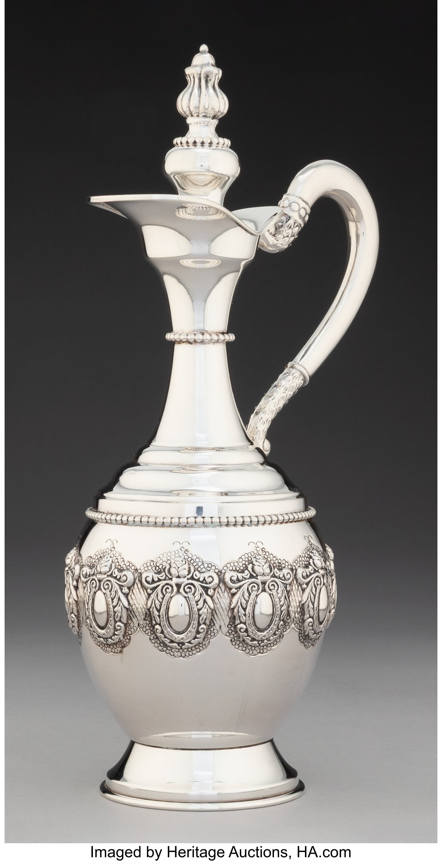 A Continental Silver Covered Jug Marks: E. ST. 9 - 2