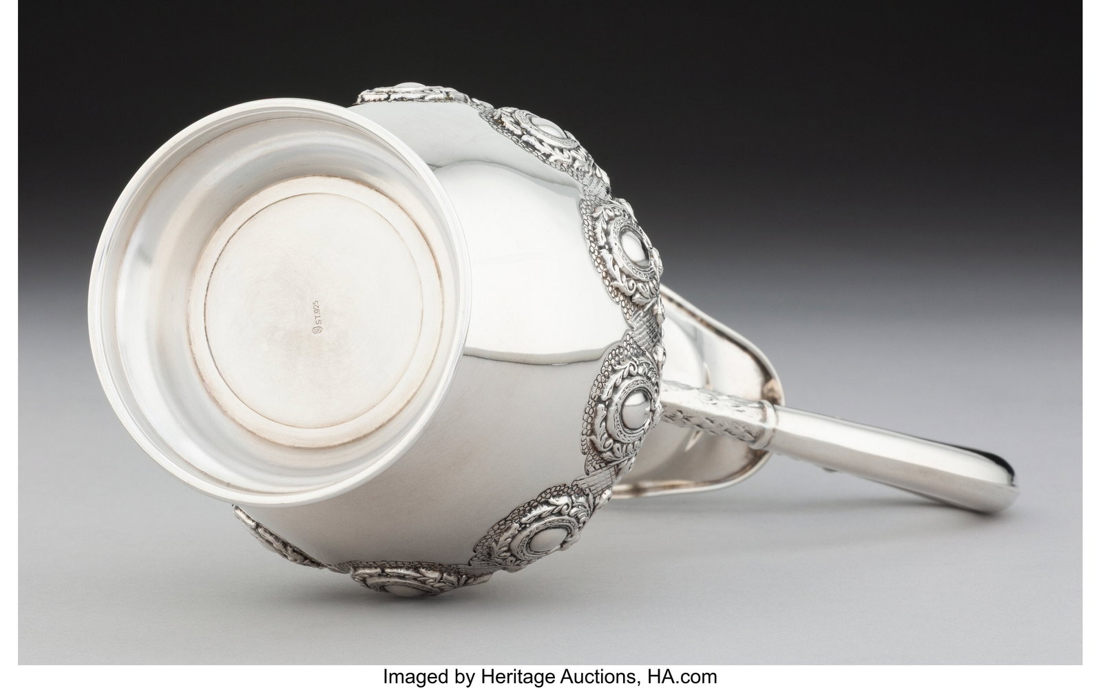 A Continental Silver Covered Jug Marks: E. ST. 9 - 4