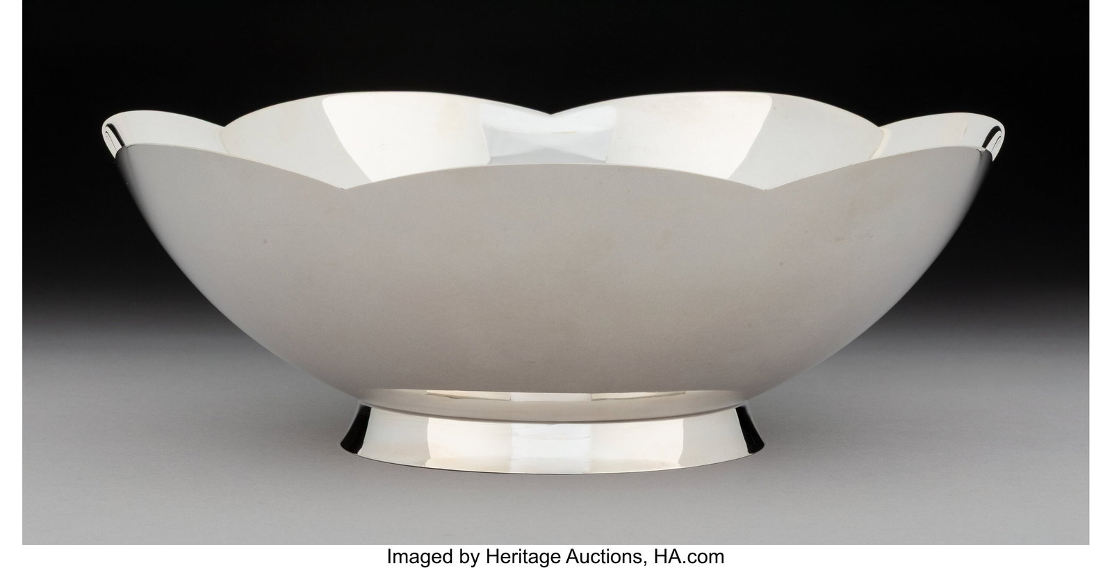 A Tiffany & Co. Silver Scalloped Raised Bowl, Ne: A Tiffany & Co. Silver Scalloped Raised Bowl, New York, 1956-1965 Marks: TIFFANY & CO., MAKERS, STERLING SILVER, 23844, L 3-3/4 x