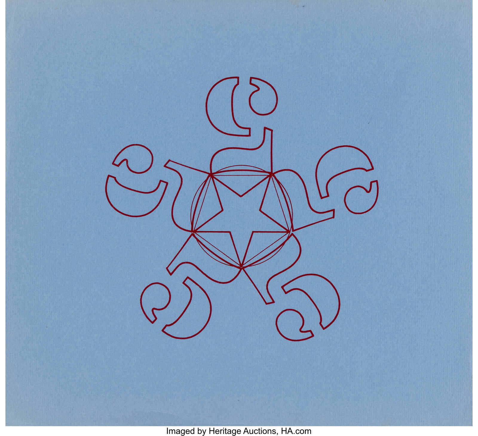 Robert Indiana (American, 1928-2018) 55555, Stam: Robert Indiana (American, 1928-2018) 55555, Stamped Indelibly, 1967 Rubber stamp in color on wove paper 9-1/2 x 6-1/2 inches (24.1 x 16.5 cm&rpar