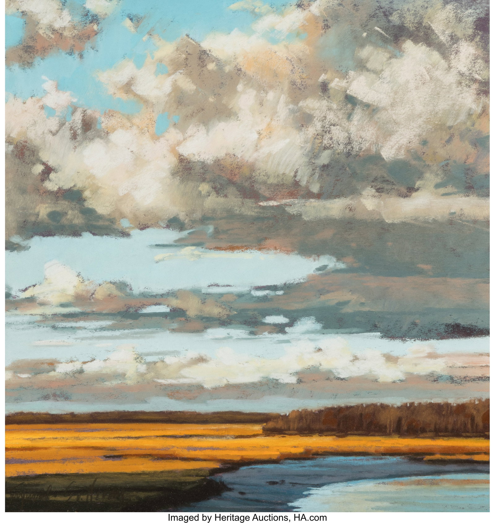 Liz Haywood-Sullivan (American, 20th Century) No: Liz Haywood-Sullivan (American, 20th Century) North River Skies, 2009 Pastel on foam board 10-1/2 x 10-1/2 inches (26.7 x 26.7 cm) Signed, t