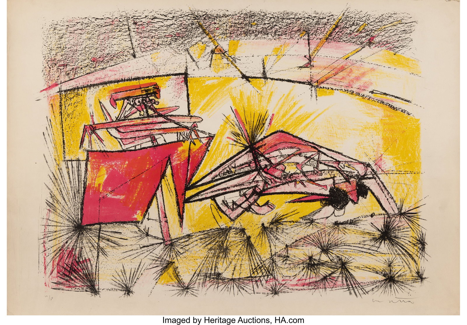 Roberto Matta (1911-2002) Bullfight Lithograph i: Roberto Matta (1911-2002) Bullfight Lithograph in colors on wove paper 25 x 35-3/4 inches (63.5 x 90.8 cm) (sheet) Ed. 22/50 Signed and editi