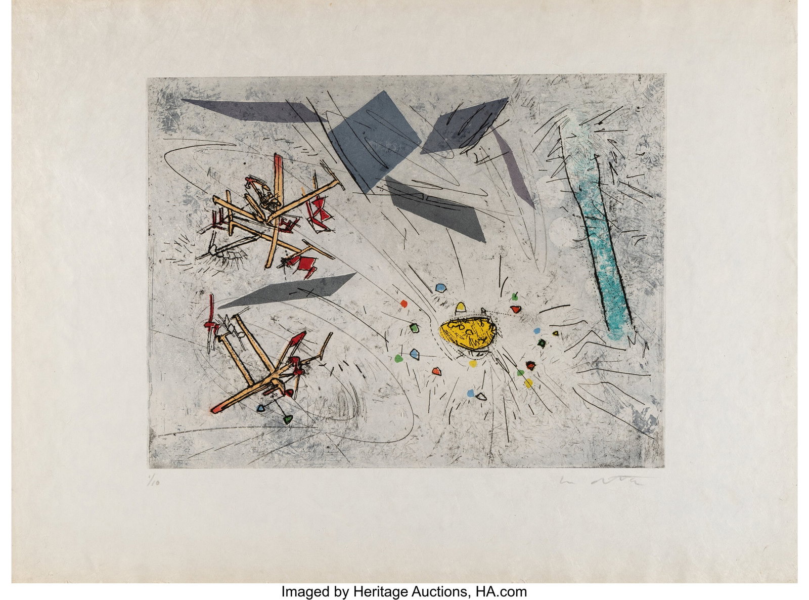 Roberto Matta (1911-2002) Comic Strip III, 1959 : Roberto Matta (1911-2002) Comic Strip III, 1959 Drypoint and etching in colors on wove paper 22-1/2 x 30-1/4 inches (57.1 x 76.8 cm) (sheet) E