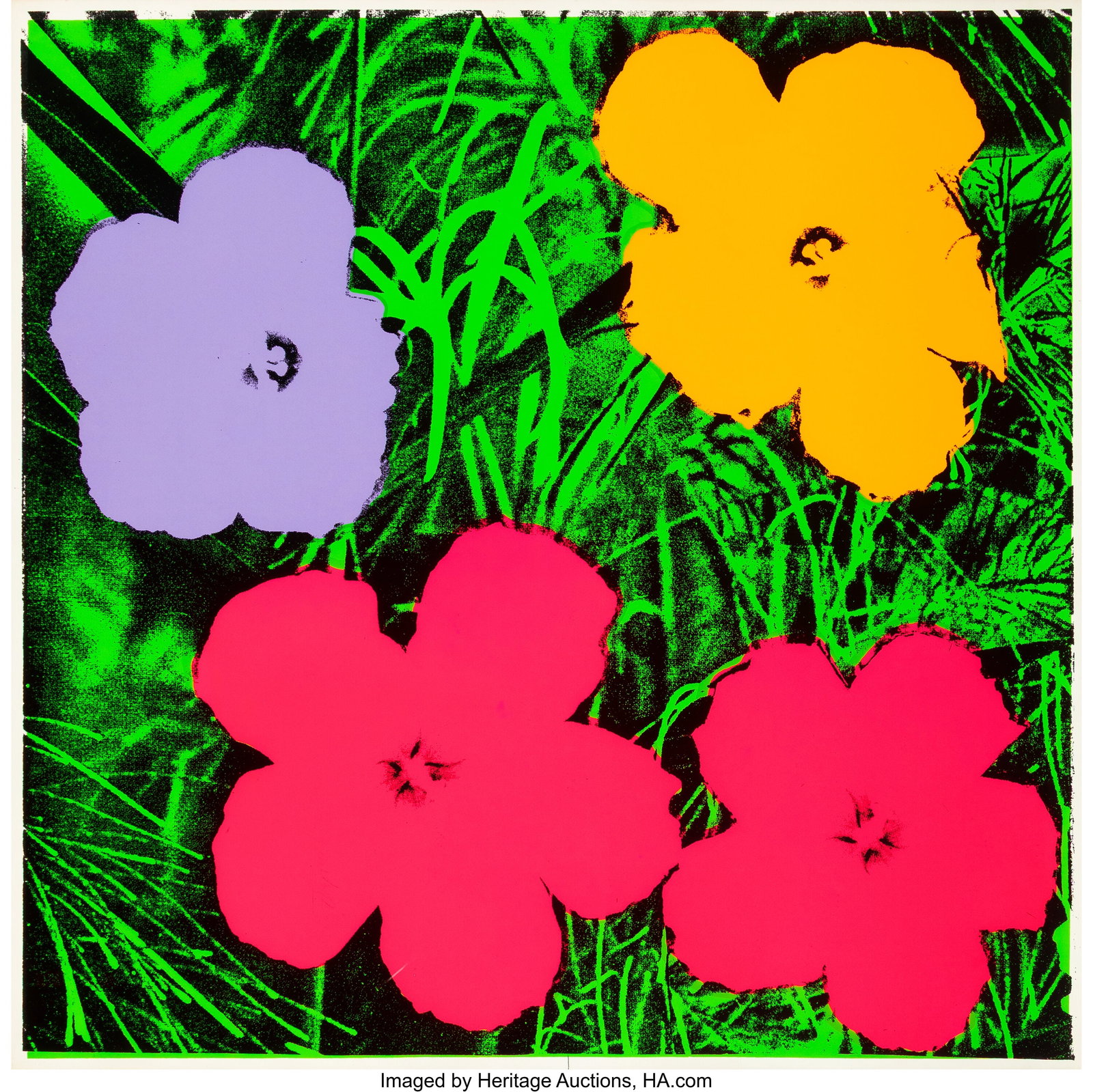 Andy Warhol (1928-1987) One Work, from Flowers, : Andy Warhol (1928-1987) One Work, from Flowers, 1970 Screenprint in colors on wove paper 38 x 38 inches (96.5 x 96.5 cm) (sheet) An untrimmed pr