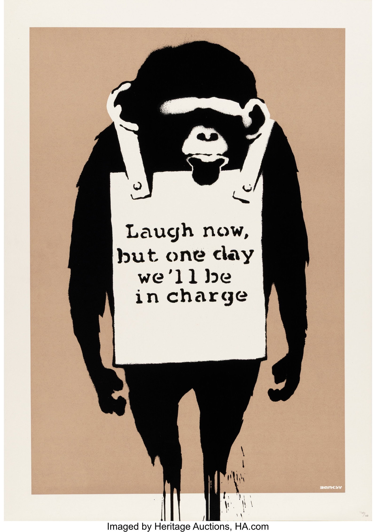 Banksy (b. 1974) Laugh Now, 2017 Screenprint in : Banksy (b. 1974) Laugh Now, 2017 Screenprint in colors on wove paper 27-1/2 x 23-5/8 inches (69.8 x 60.0 cm) (sheet) Ed. 160&sol