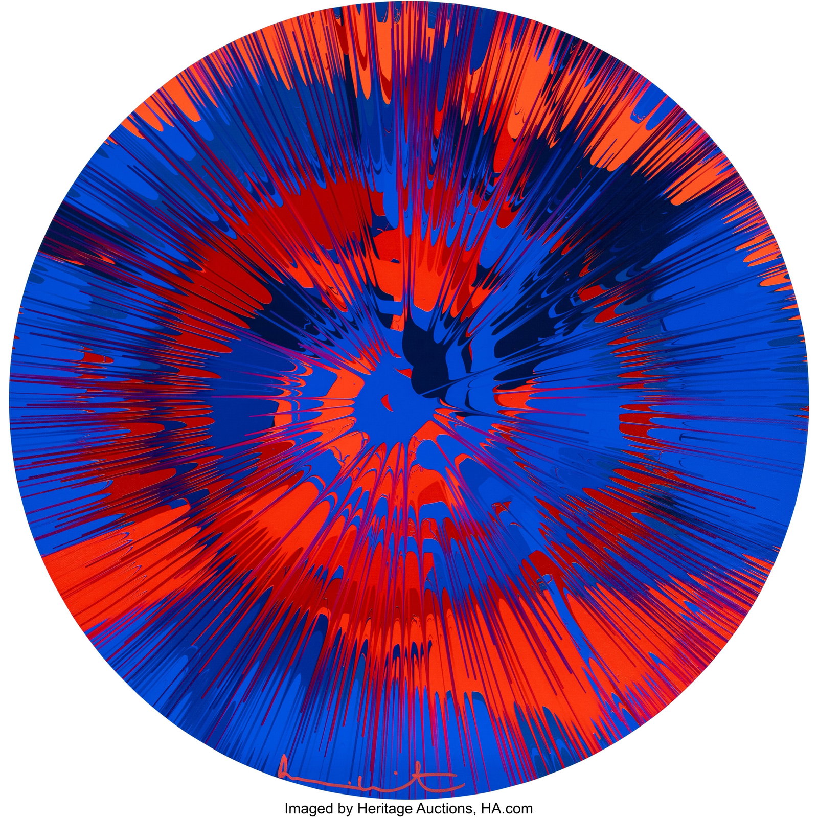 Damien Hirst (b. 1965) Beautiful, Sombrely Smoul: Damien Hirst (b. 1965) Beautiful, Sombrely Smouldering Tourbillon Painting, 2023 Giclée print in colors on canvas mounted on birch plywood 27-1/2 x 27-1/2 i