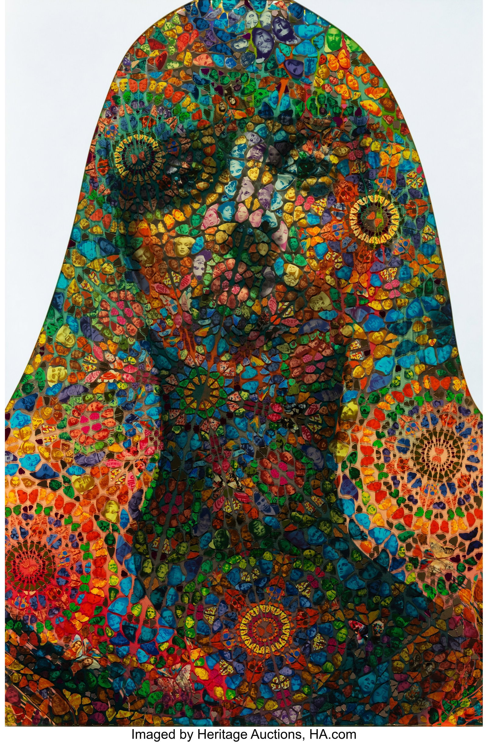Miss Bugs (b. 1979) Untitled, 2019 Mixed media c: Miss Bugs (b. 1979) Untitled, 2019 Mixed media collage in resin on wood and aluminum 54-3/8 x 36-1/4 inches (138.2 x 92.1 cm) Signed and dated on