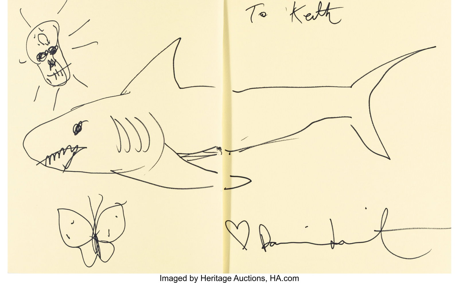Damien Hirst (b. 1965) Untitled, 2012 Ink on har: Damien Hirst (b. 1965) Untitled, 2012 Ink on hardcover book 10-3/4 x 9-1/4 x 0-3/4 inches (27.3 x 23.5 x 1.9 cm) Signed and inscribed 