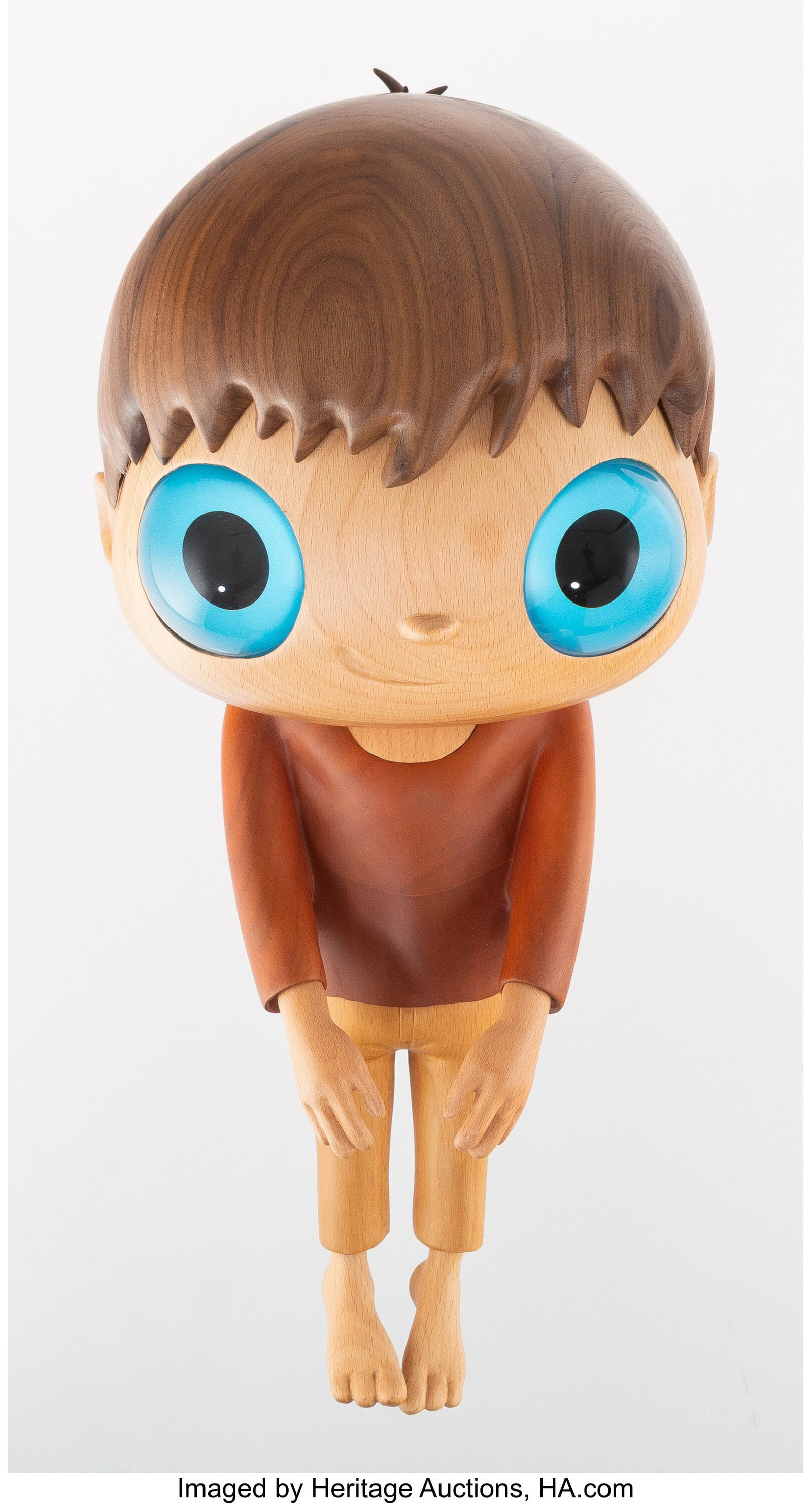 Javier Calleja (b. 1971) Little Maurizio, 2019 W: Javier Calleja (b. 1971) Little Maurizio, 2019 Wood, metal, and glass 17-3/4 x 8-1/4 x 9 inches (45.1 x 21.1 x 22.9 cm) Ed&per