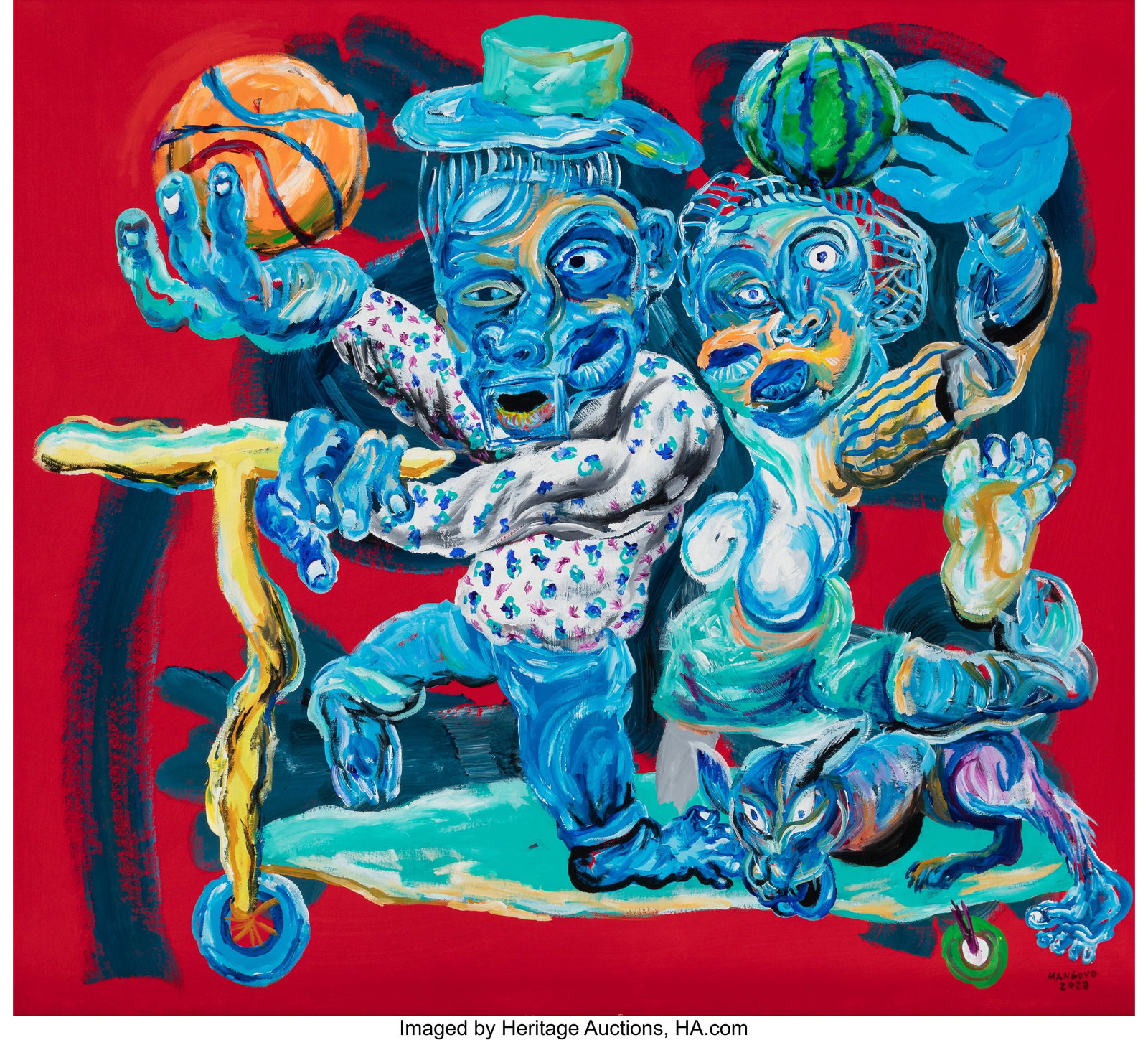 Cristiano Mangovo (b. 1982) Untitled, 2023 Acryl: Cristiano Mangovo (b. 1982) Untitled, 2023 Acrylic on canvas 36 x 40 inches (91.4 x 101.6 cm) Signed and dated lower right: Mangovo 2023 PROVENANCE