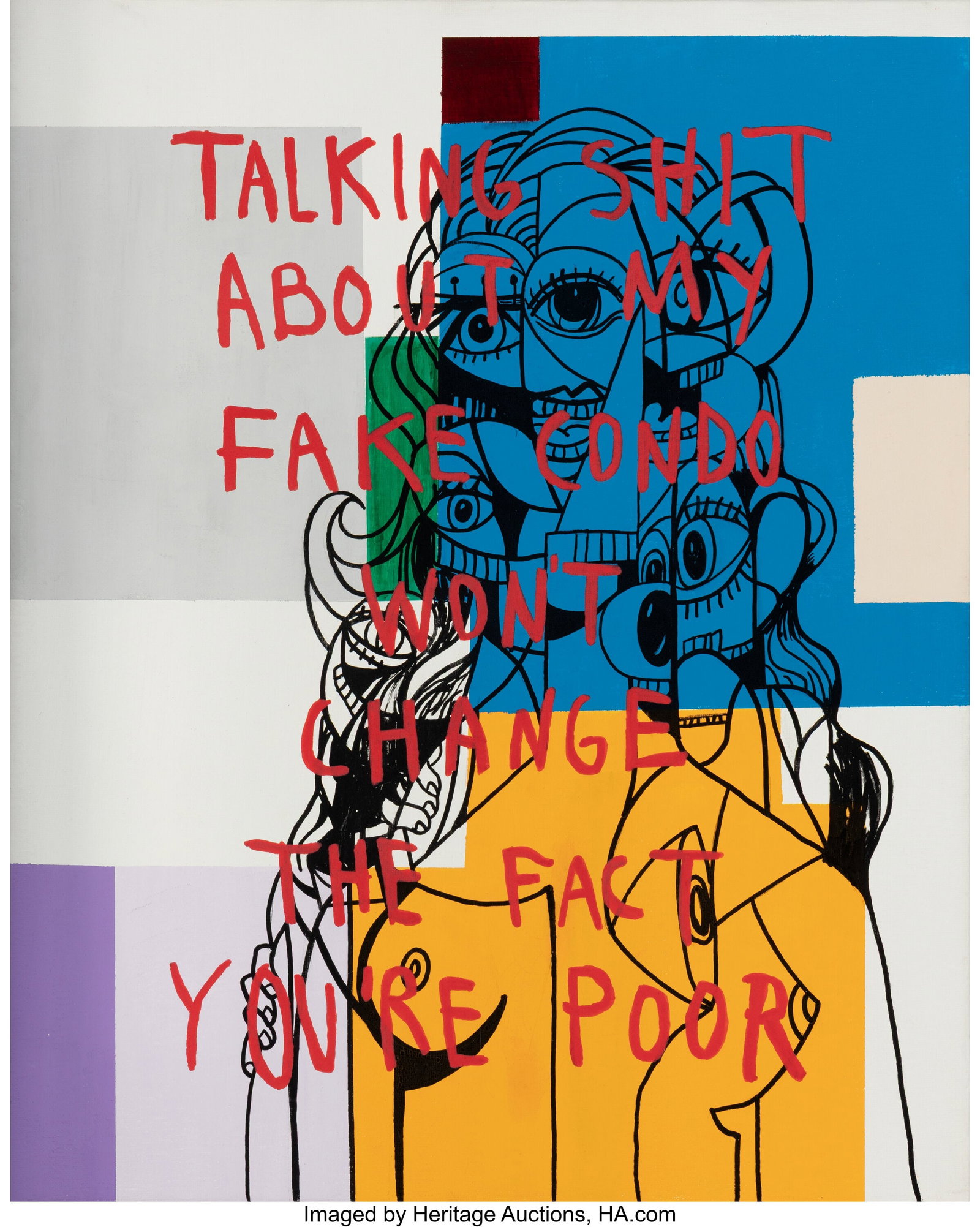 CB Hoyo (b. 1995) Poor Cerdo, 2018 Acrylic on ca: CB Hoyo (b. 1995) Poor Cerdo, 2018 Acrylic on canvas 19-5/8 x 16 inches (49.8 x 40.6 cm) Signed, titled, and dated on the reverse: 