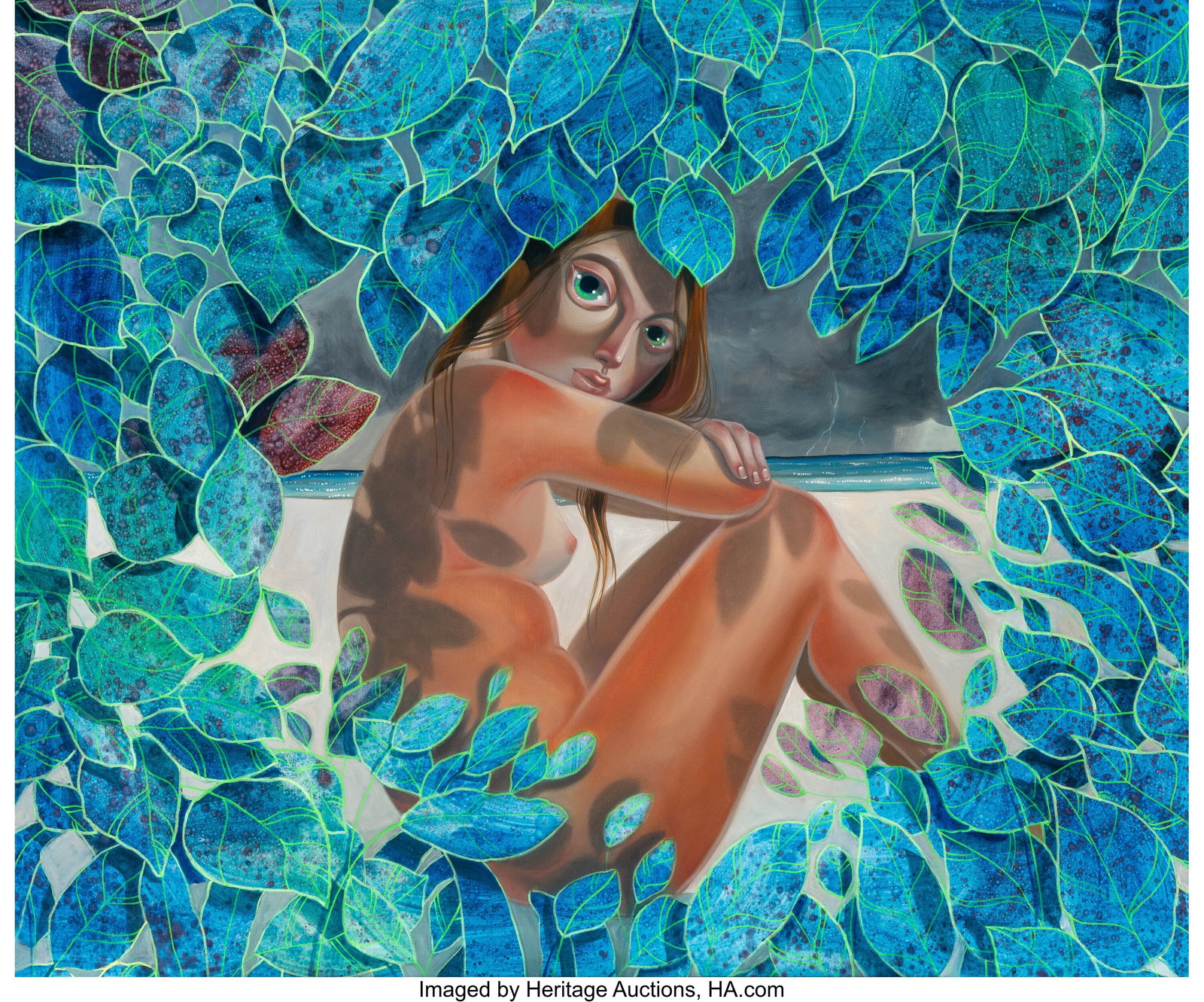 Tania Marmolejo (b. 1975) Rapture on the Lonely : Tania Marmolejo (b. 1975) Rapture on the Lonely Shore, 2023 Oil on canvas 60-1/8 x 72-1/8 inches (152.7 x 183.1 cm) Signed, titled and date