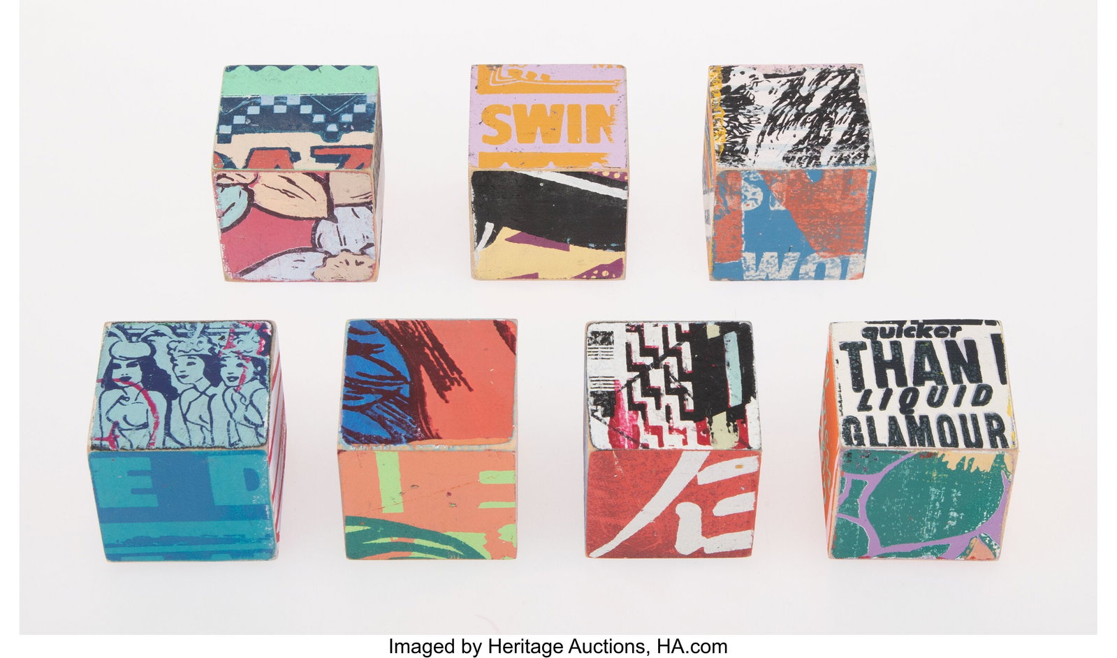 FAILE (b. 1975) Ballet Blocks (seven works), 201: FAILE (b. 1975) Ballet Blocks (seven works), 2013 Screenprint in colors on wood 2 x 2 x 2 inches (5.1 x 5.1 x 5.1 cm) (each) H