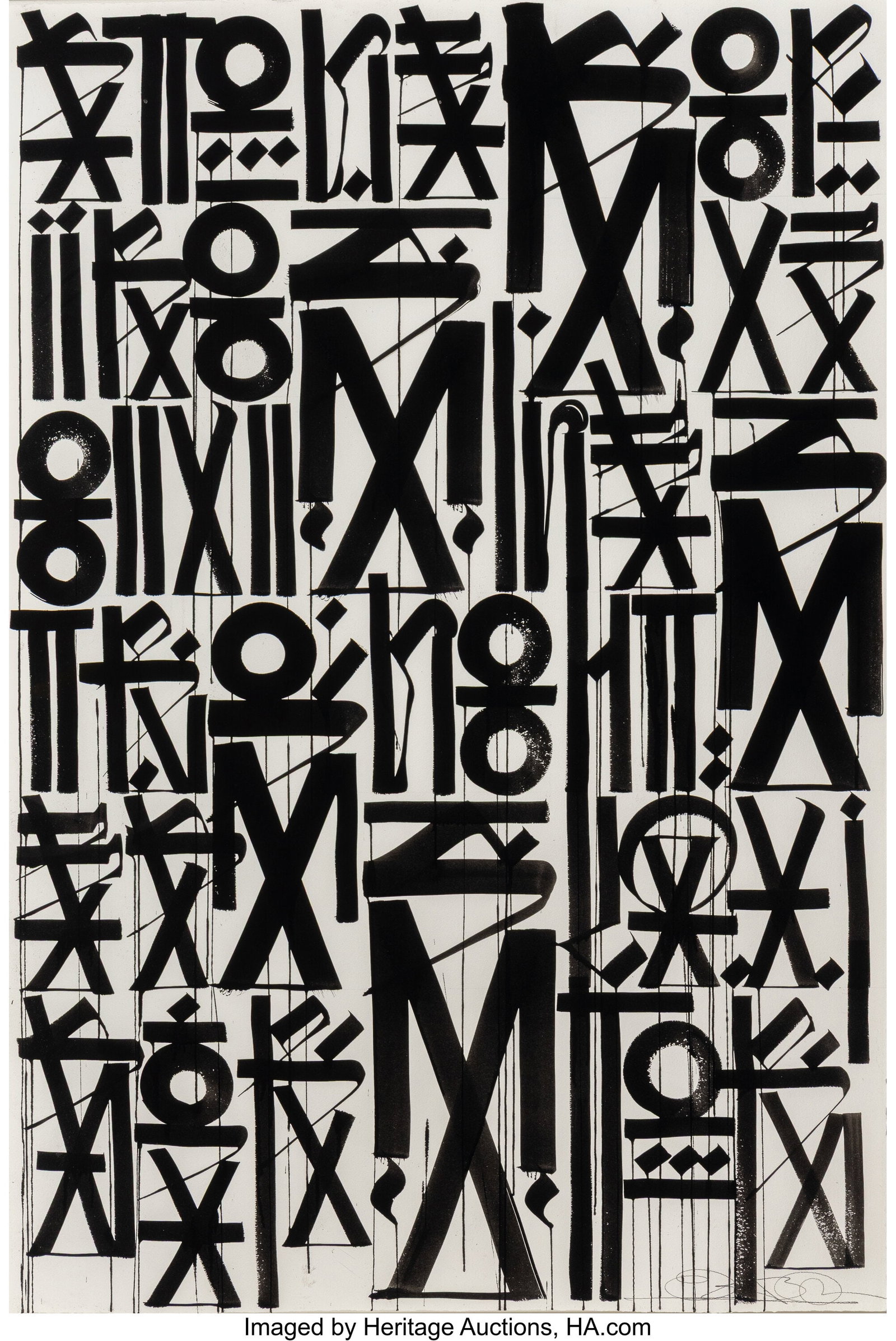 RETNA (b. 1979) Untitled Ink on Arches paper 59-: RETNA (b. 1979) Untitled Ink on Arches paper 59-1/2 x 40 inches (151.1 x 101.6 cm) (sheet) Signed lower right: RETNA HID03101062020 © 