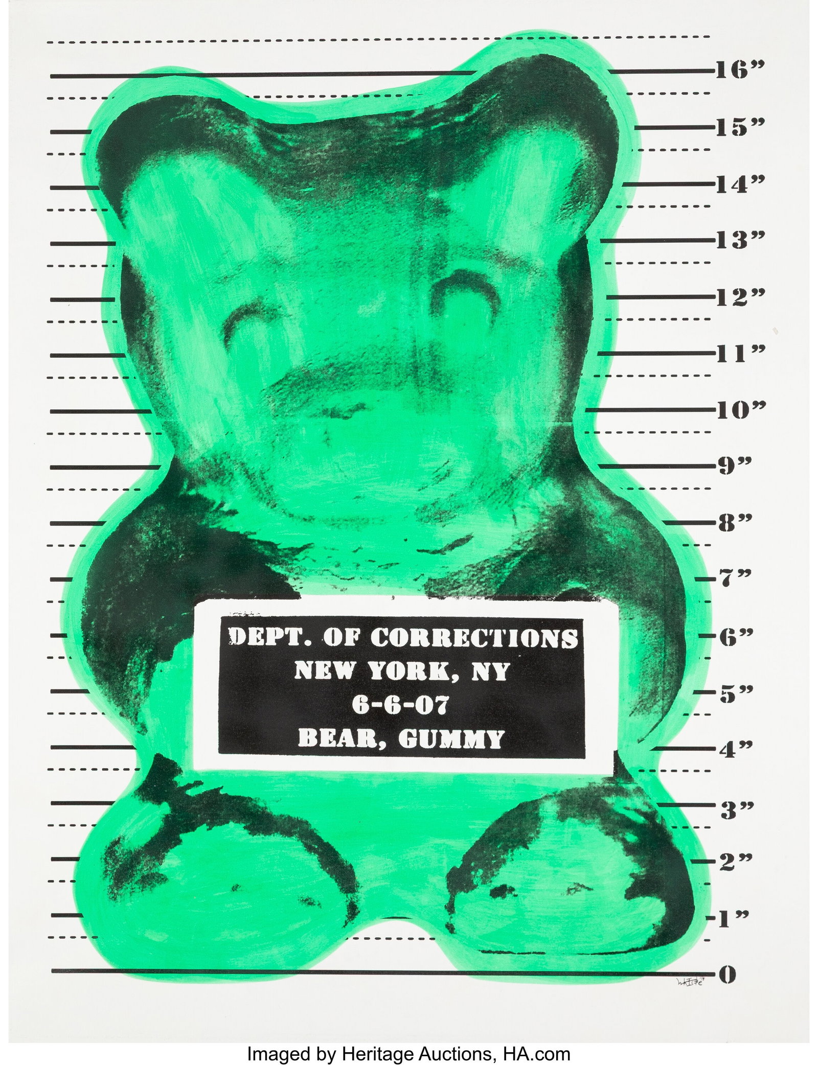 WhIsBe (b. 1987) Vandal Gummy (Green), 2015 Acry: WhIsBe (b. 1987) Vandal Gummy (Green), 2015 Acrylic on canvas 57-3/4 x 44-1/4 inches (146.7 x 112.4 cm) Signed and dated lower right&co