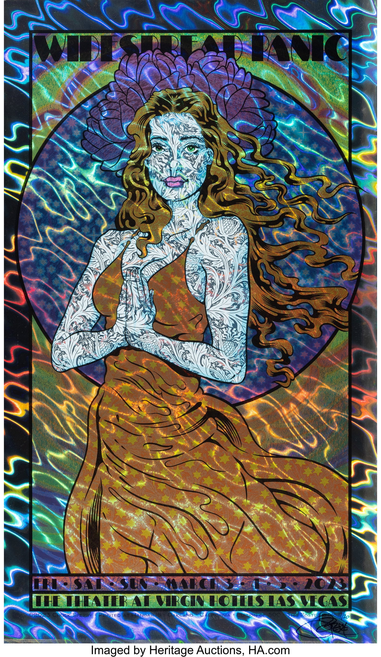 Chuck Sperry (b. 1962) Widespread Panic (Venus) : Chuck Sperry (b. 1962) Widespread Panic (Venus) (Lava Foil), 2023 Screenprint in colors on lava foil paper 34-1/2 x 20 inches (87.6 x 50&peri