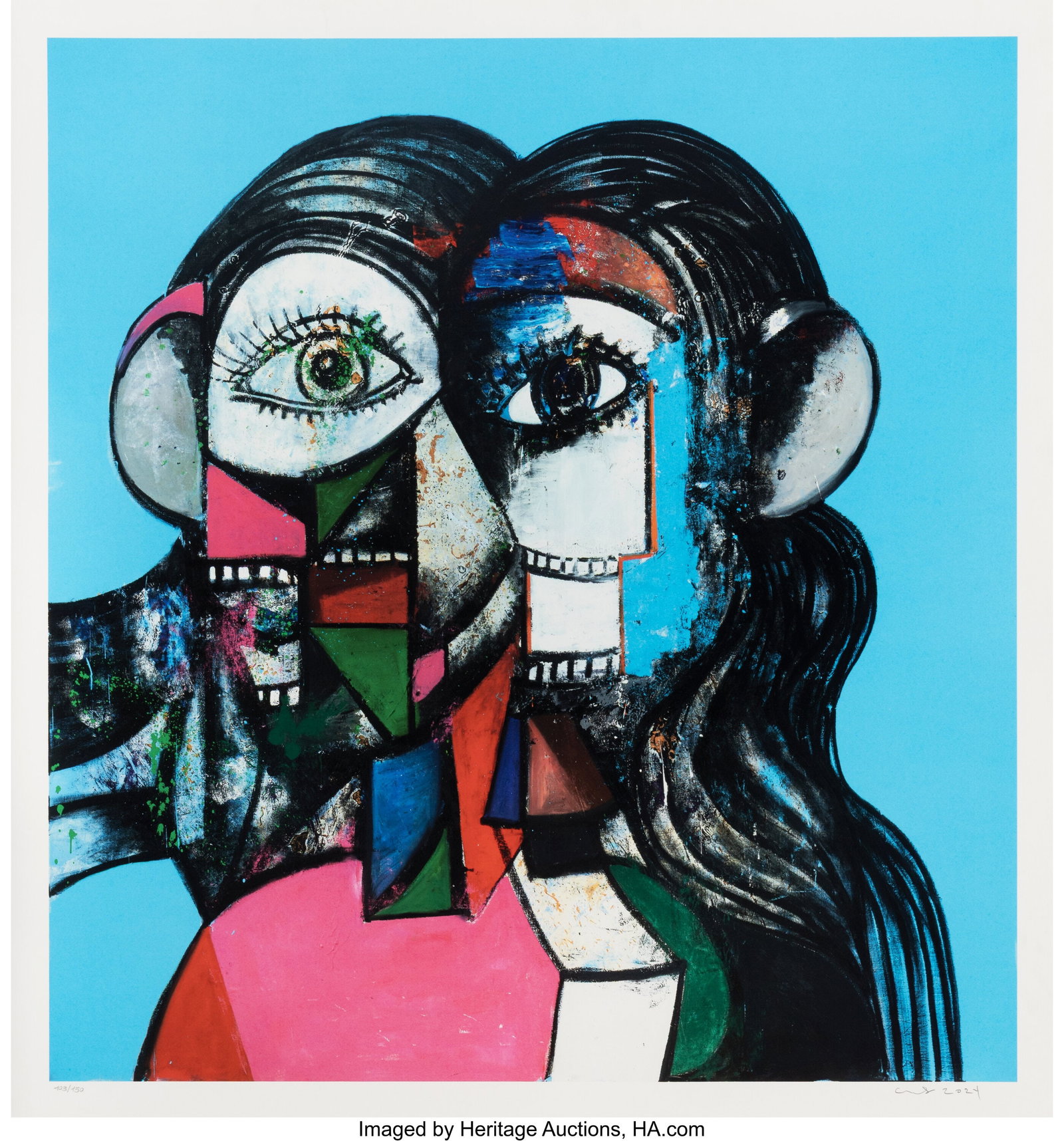 George Condo (b. 1957) Primatic Head Composition: George Condo (b. 1957) Primatic Head Composition, 2024 Screenprint in colors on Somerset paper 33-3/4 x 31-5/8 inches (85.7 x 80.3 cm) (shee