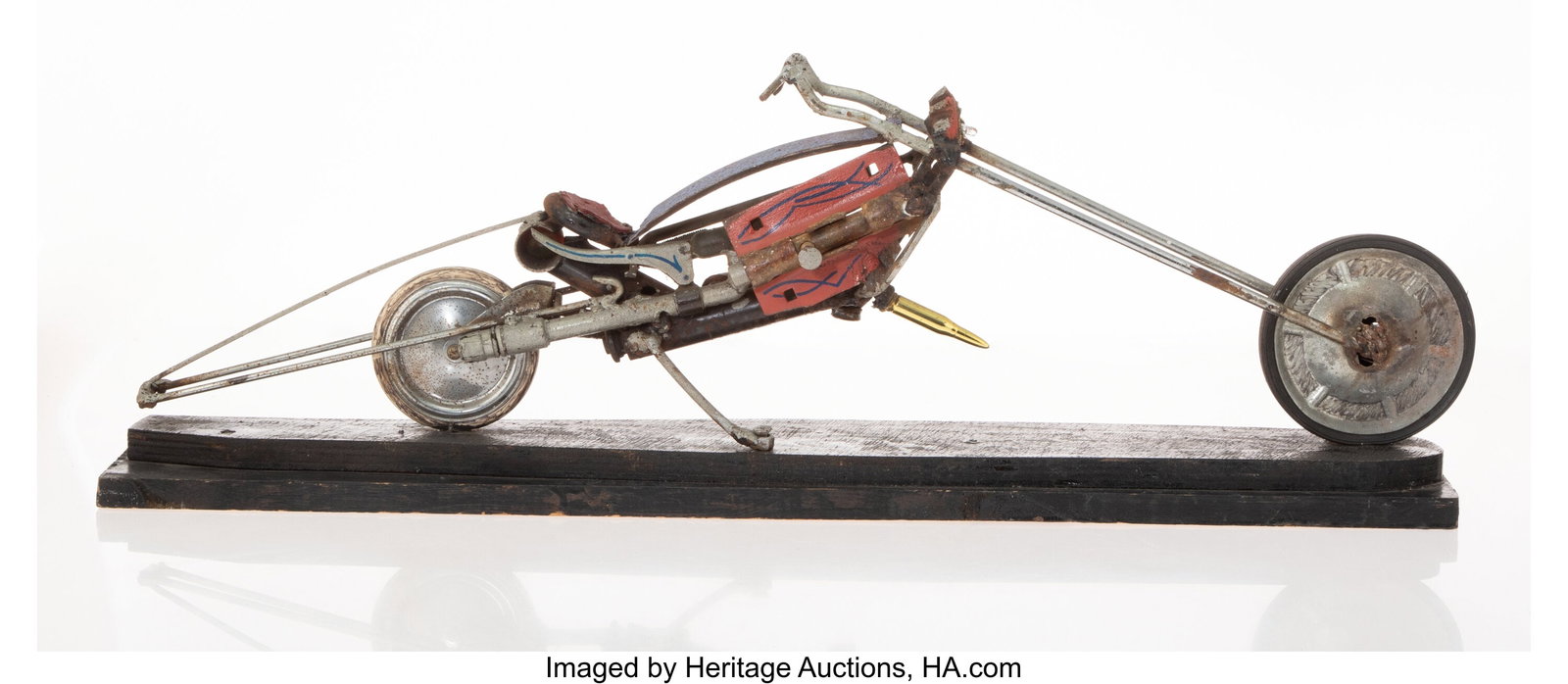 Linus Coraggio (20th Century) Laguna Seca Drag C: Linus Coraggio (20th Century) Laguna Seca Drag Chopper, 2003 Welded steel and plastic 11-1/2 x 33 x 5-1/2 inches (29.2 x 83.8 x 14.0 cm) Signed a