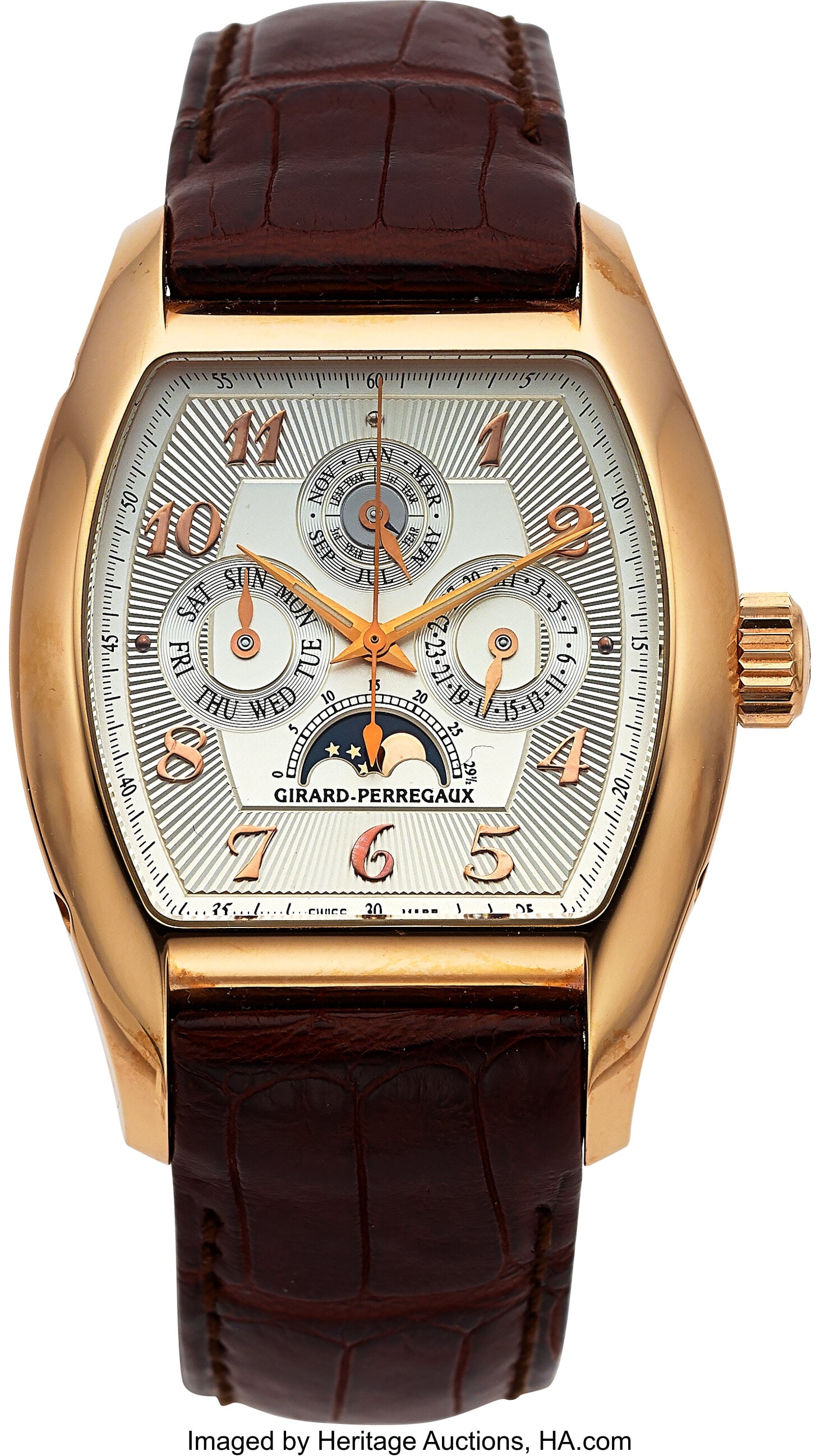 Girard Perregaux Perpetual Calendar, Special USA: Girard Perregaux Perpetual Calendar, Special USA Edition, Full Set, Ref. 2722 Case: 37 mm, 18k rose gold, two body, four screw exhibition case back&com