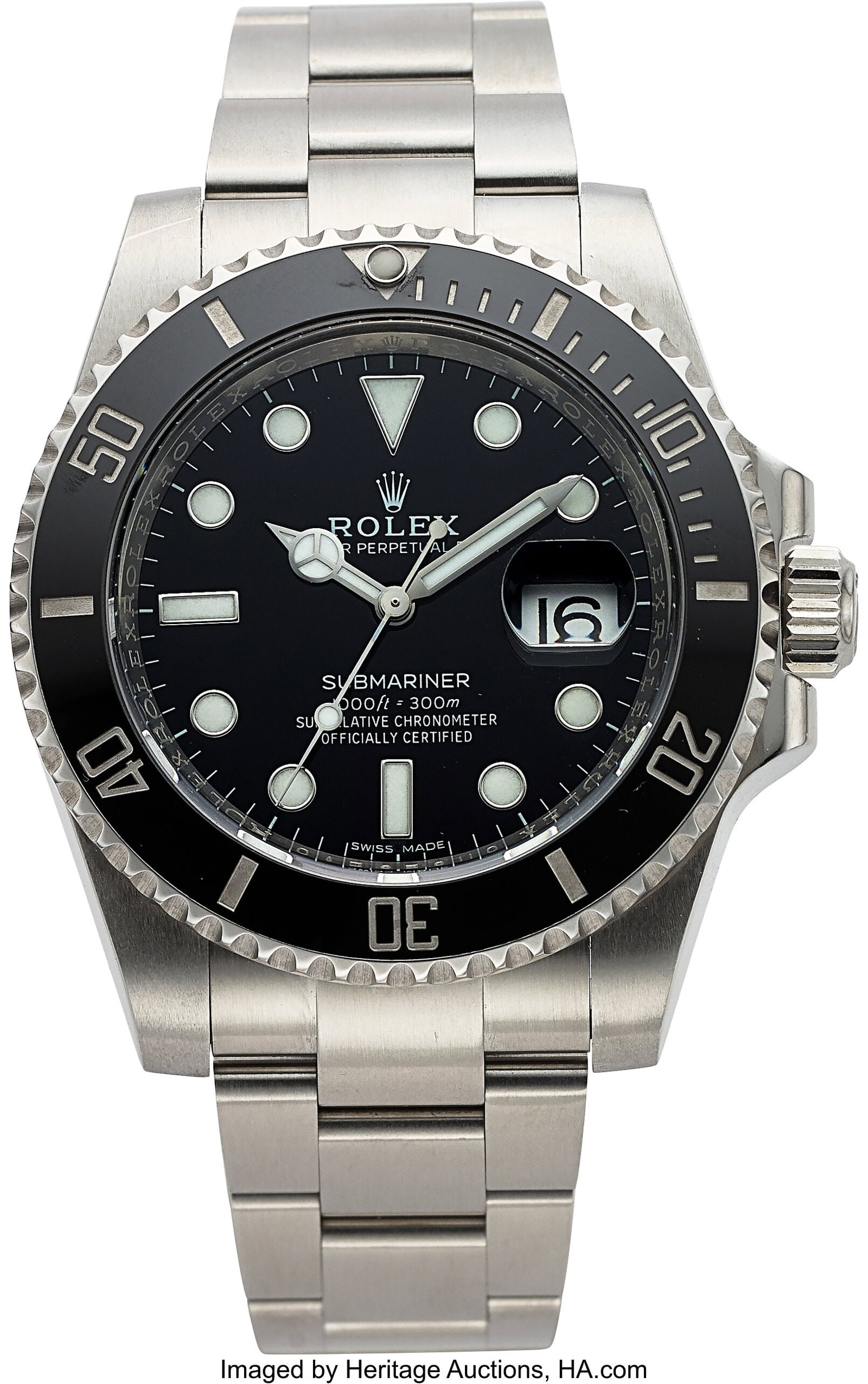 Rolex Oyster Perpetual Submariner, Black Dial an: Rolex Oyster Perpetual Submariner, Black Dial and Bezel, Ref. 116610 Case: 40 mm, stainless steel, three body, screw-down case back and crown, unidirec