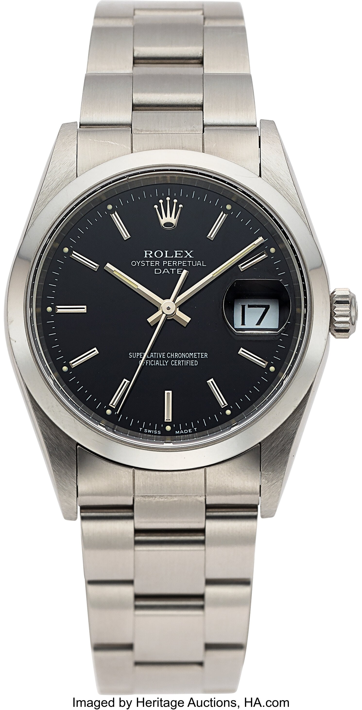 Rolex Oyster Perpetual Date, 34 mm, Ref. 15200 : Rolex Oyster Perpetual Date, 34 mm, Ref. 15200 Case: 34 mm, stainless steel, three body, screw-down case back and crown, fixed domed bezel, No&pe