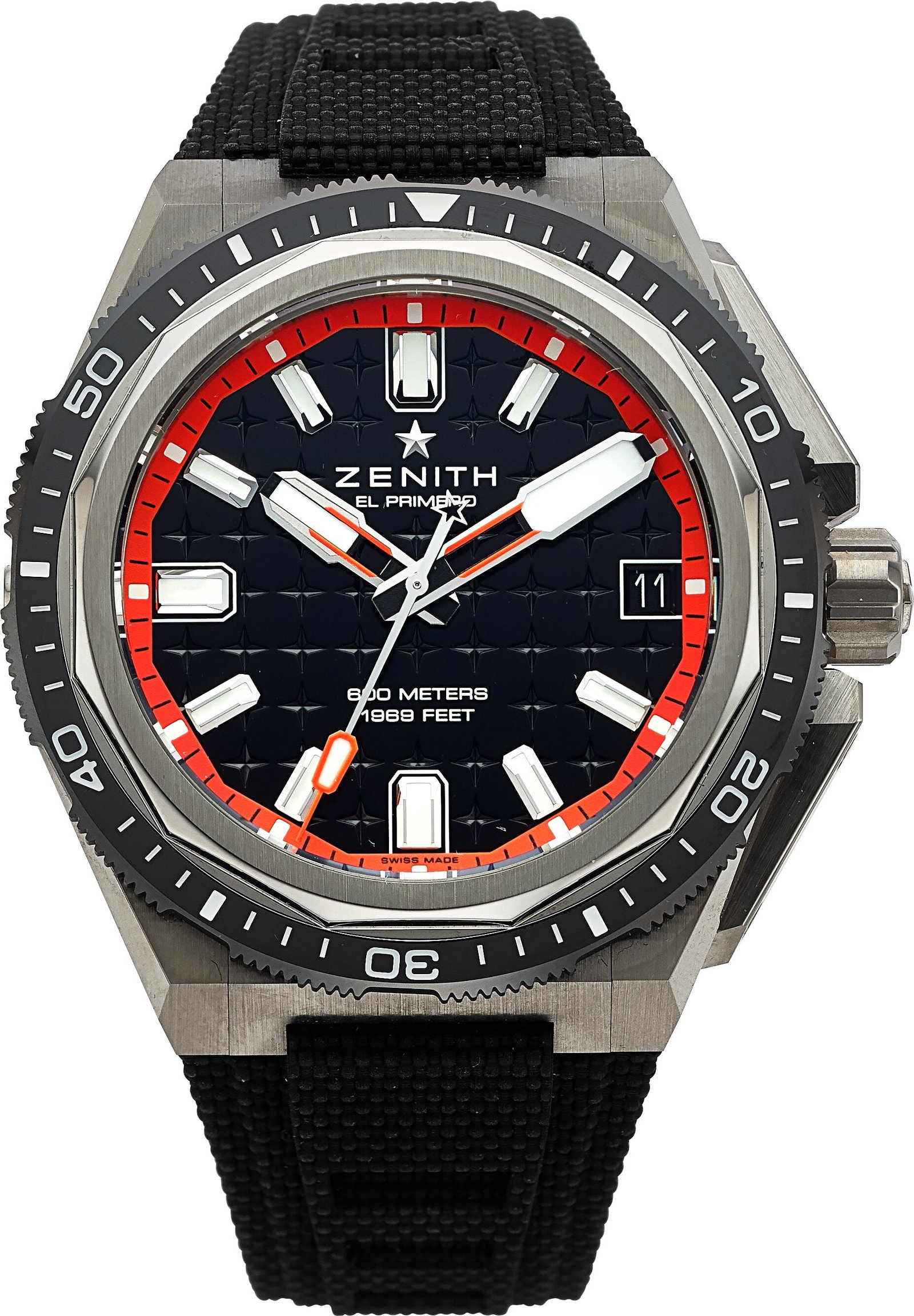 Zenith Defy Extreme Diver, Titanium, Ref. 95.960: Zenith Defy Extreme Diver, Titanium, Ref. 95.9600.3620 "Full Set" Case: 43 mm, titanium, three body, four screw exhibition case back, uni