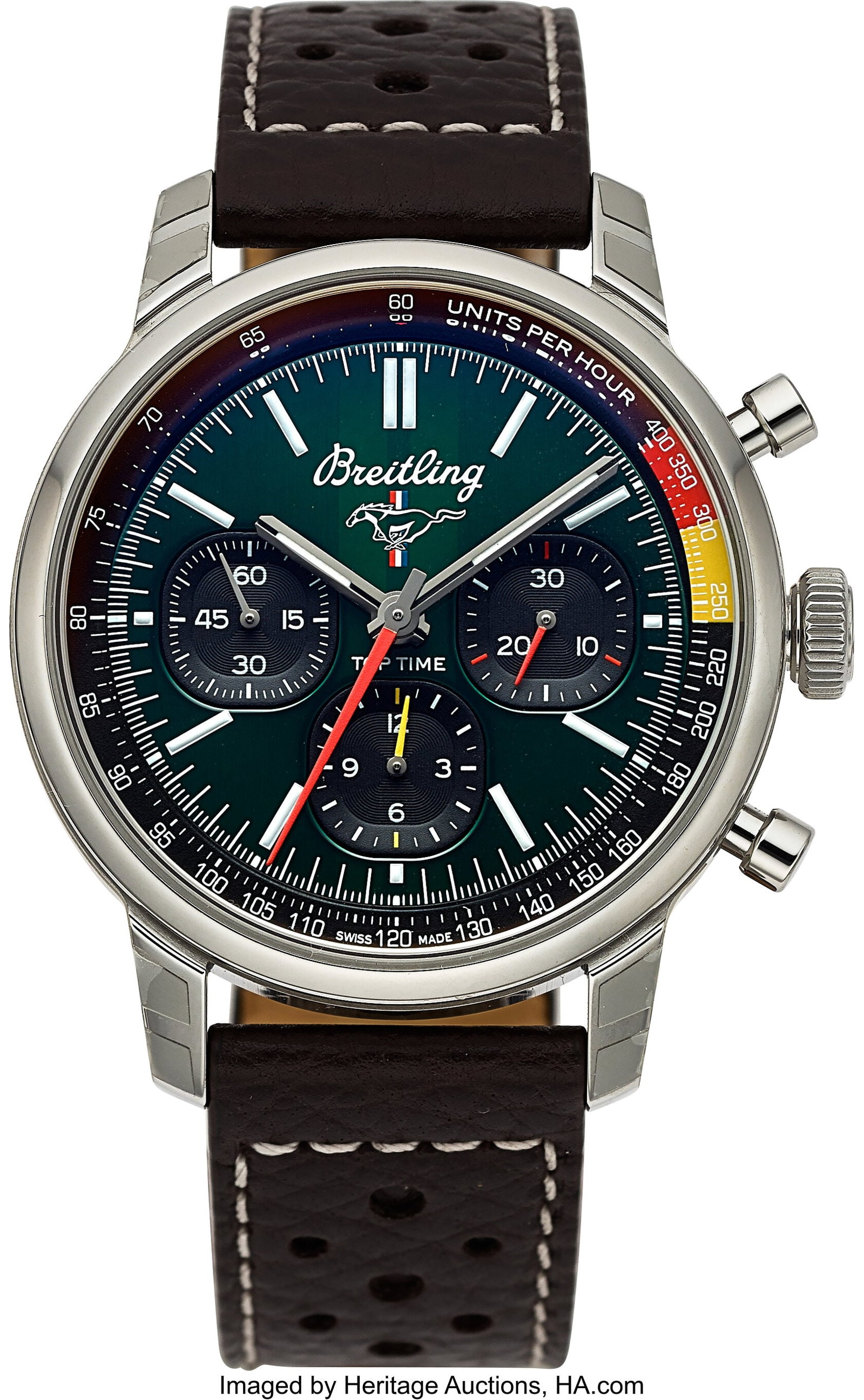 Breitling Top Time Ford Mustang, Full Set, Ref. : Breitling Top Time Ford Mustang, Full Set, Ref. AB0176 Case: 40 mm, stainless steel, three body,screw-down exhibition case back, fixed bezel, No&