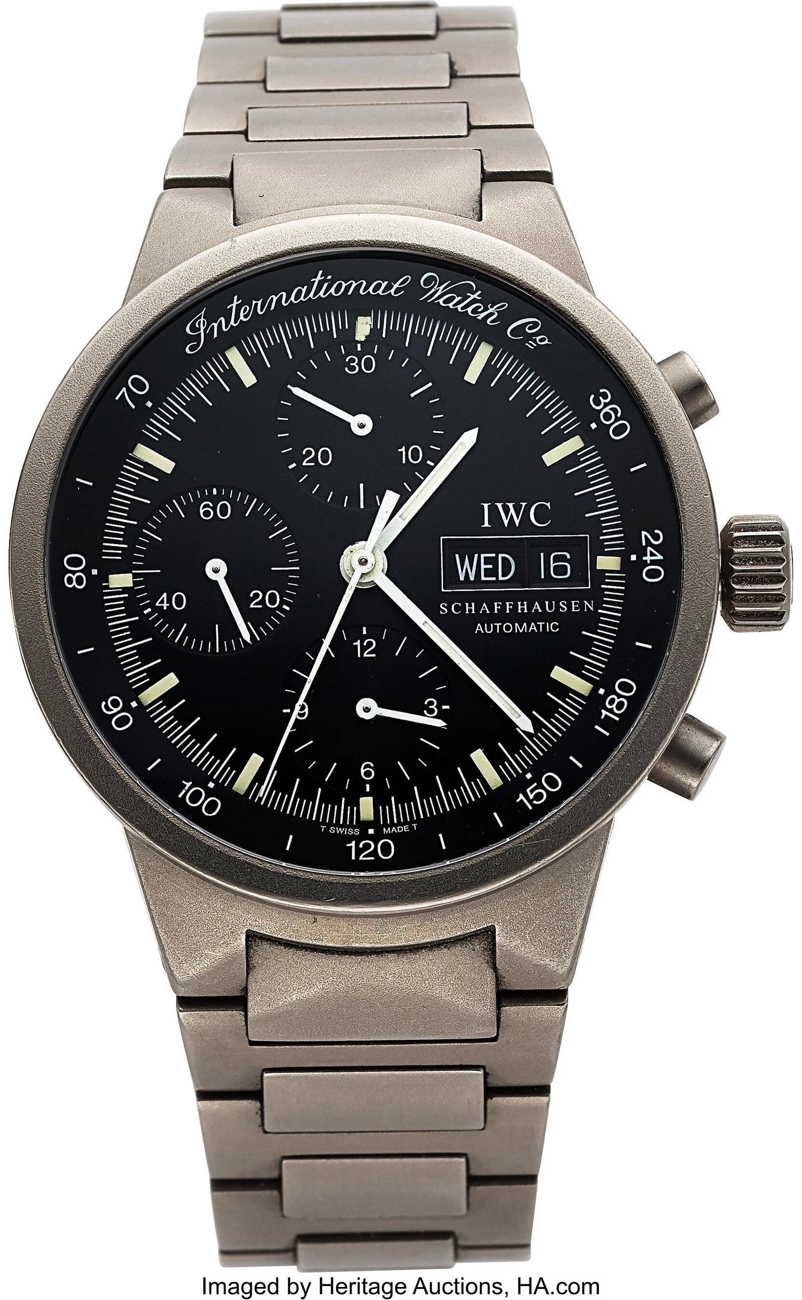 IWC Schaffhausen GST Chronograph, Titanium, Ref.: IWC Schaffhausen GST Chronograph, Titanium, Ref. IW370703 Case: 40 mm, titanium, three body, screw-down case back and crown, fixed domed bezel, N
