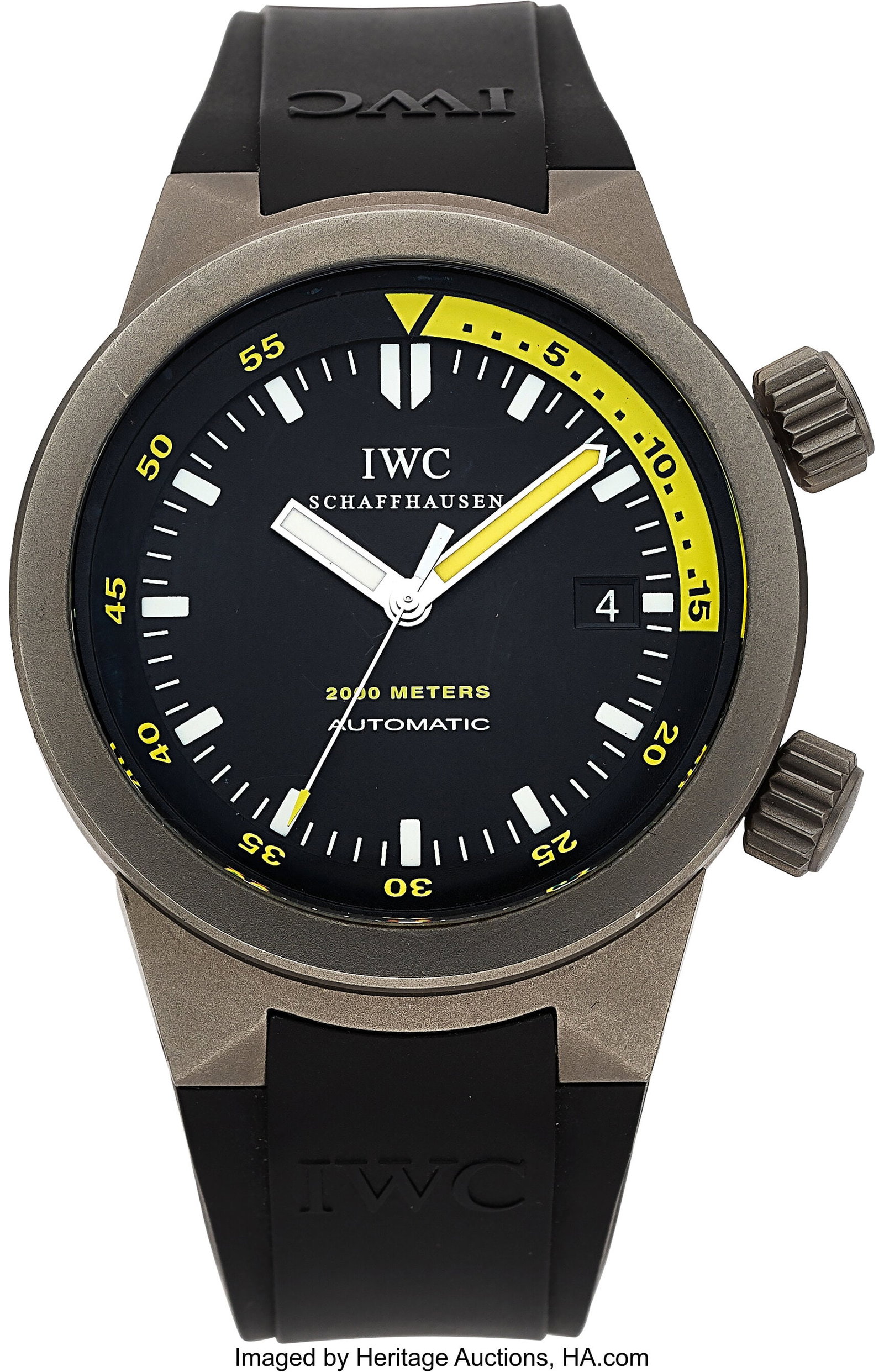 IWC Aquatimer Automatic, Ref. IW353804 Case: 42: IWC Aquatimer Automatic, Ref. IW353804 Case: 42 mm, titanium, three body, screw-down case back and crowns, domed bezel Dial: black dial, luminous
